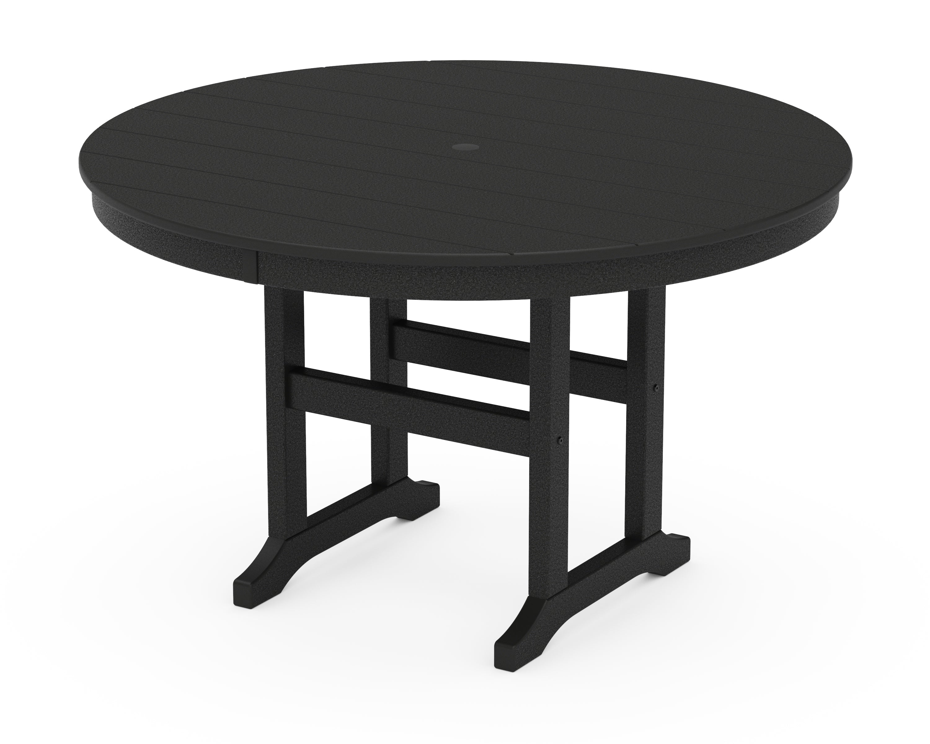 POLYWOOD 48" Round Farmhouse Dining Table in Black