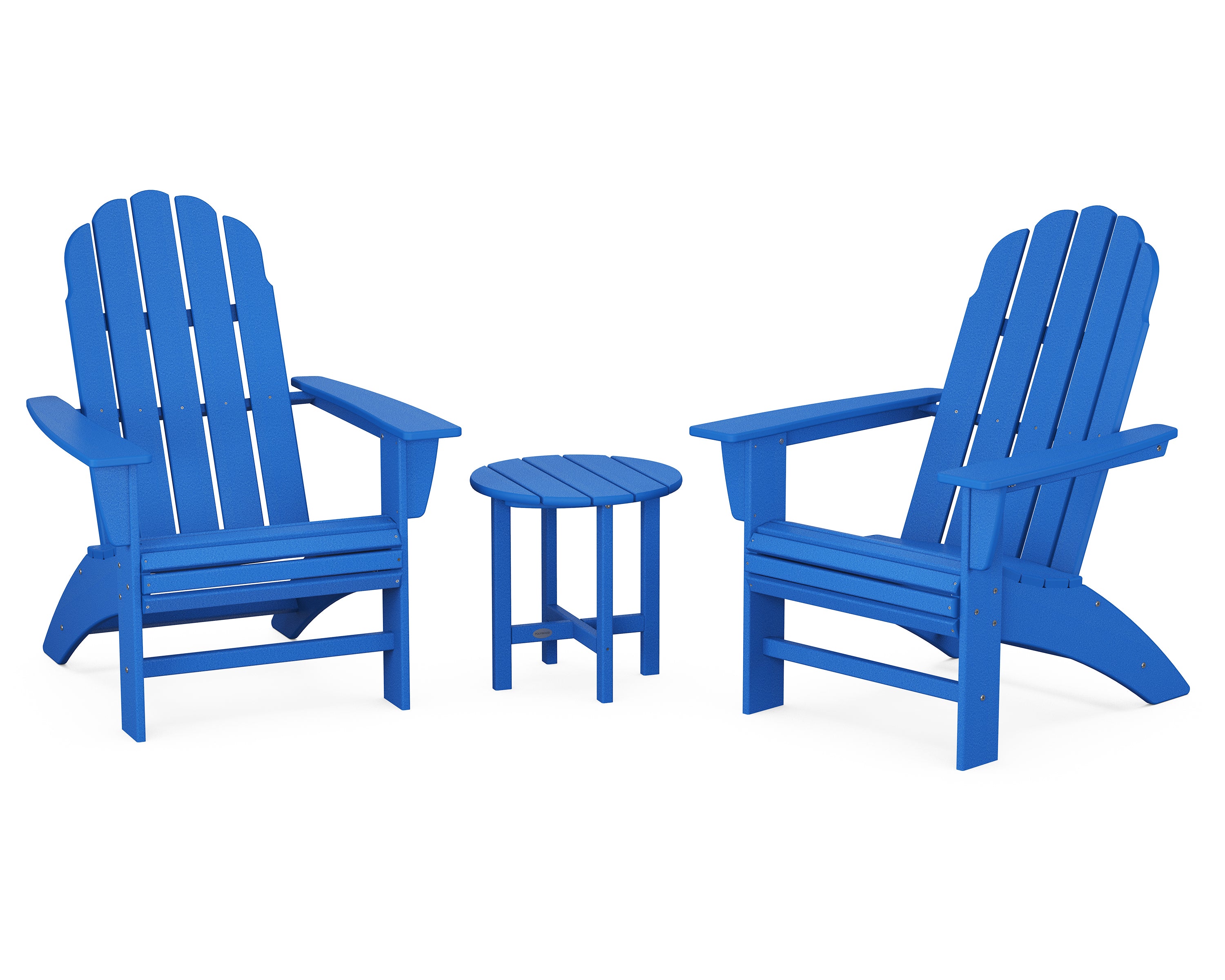POLYWOOD Vineyard 3-Piece Curveback Adirondack Set in Pacific Blue