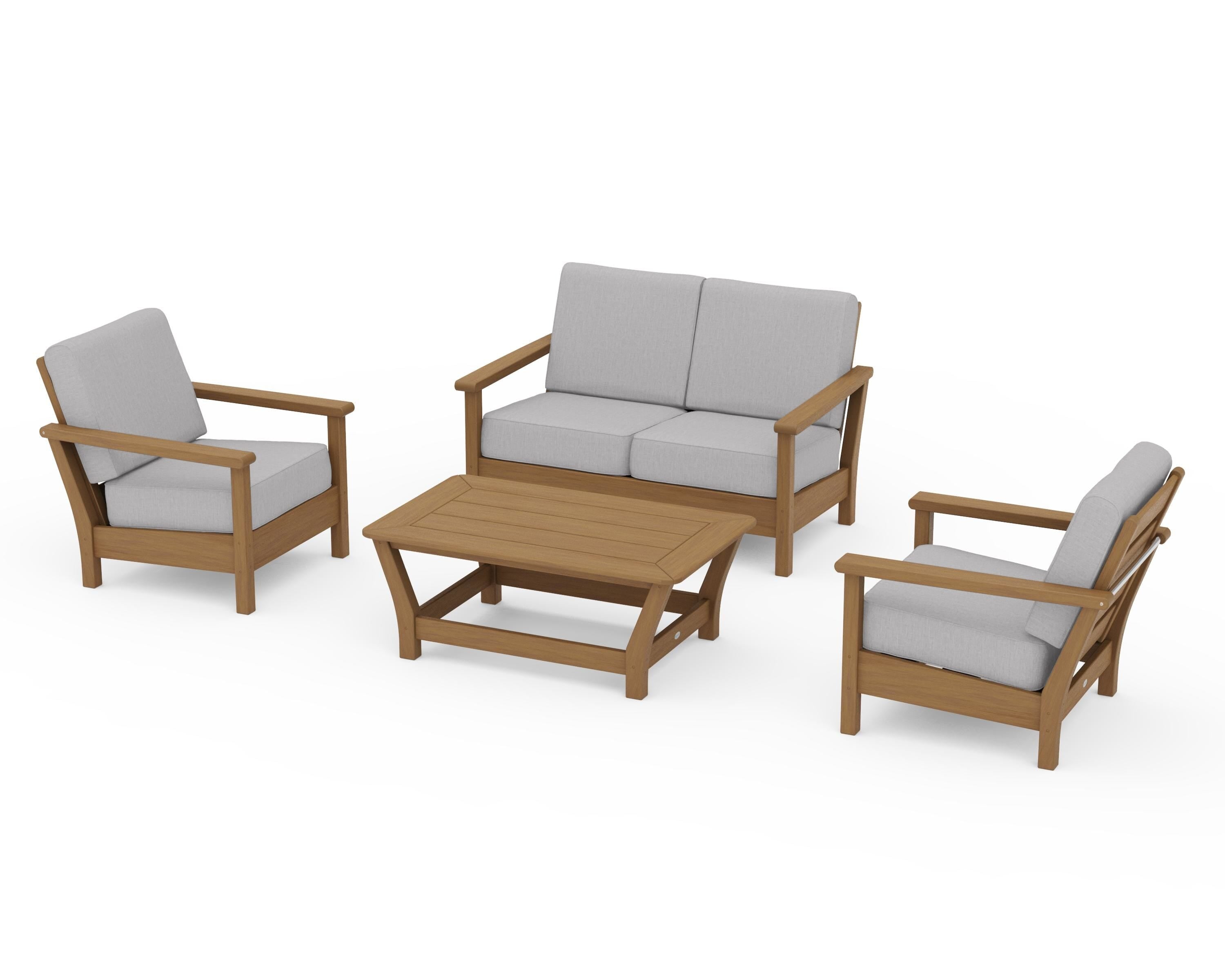 POLYWOOD Harbour 4-Piece Deep Seating Set in Natural / Granite