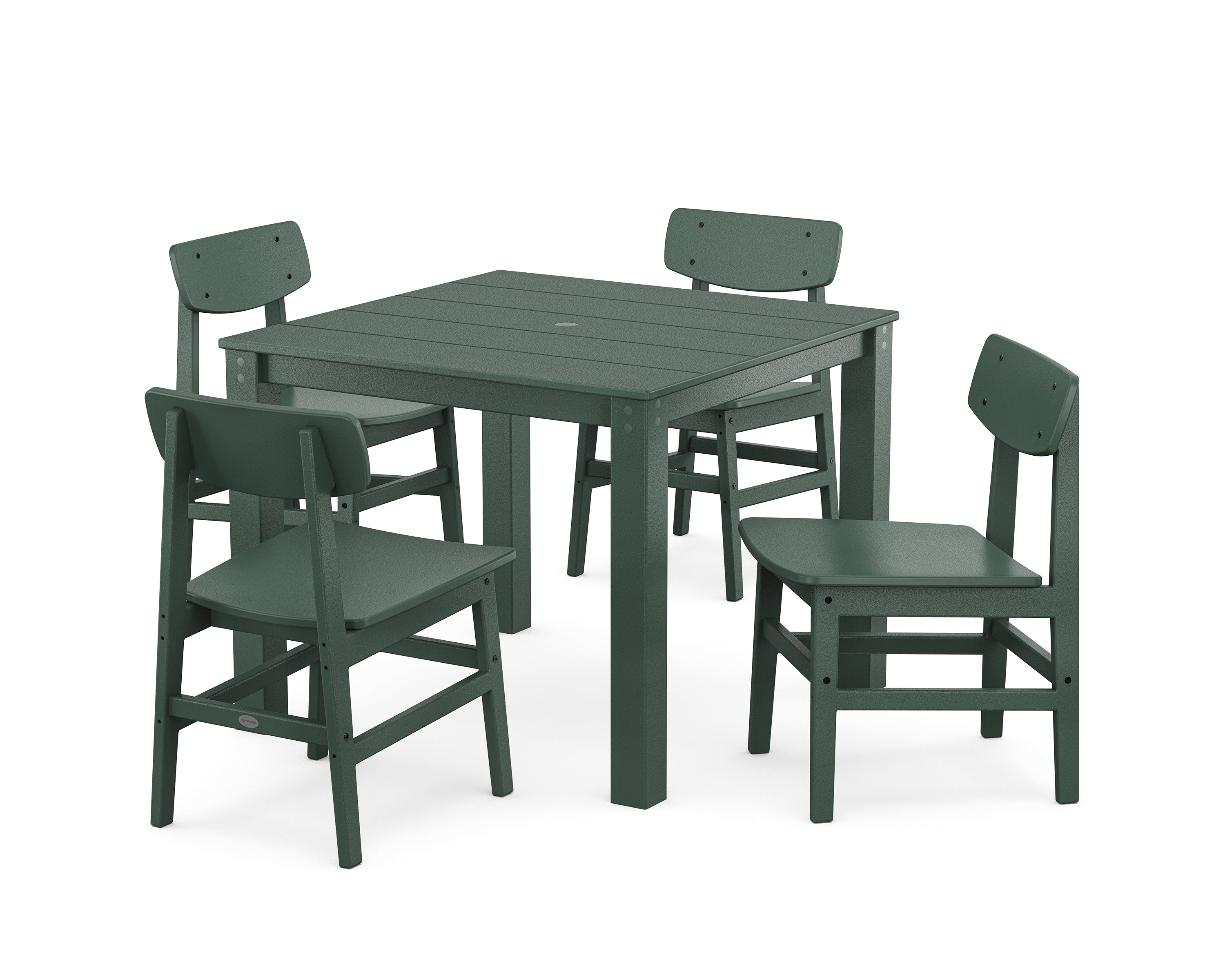 POLYWOOD Modern Studio Urban Chair 5-Piece Parsons Dining Set in Green