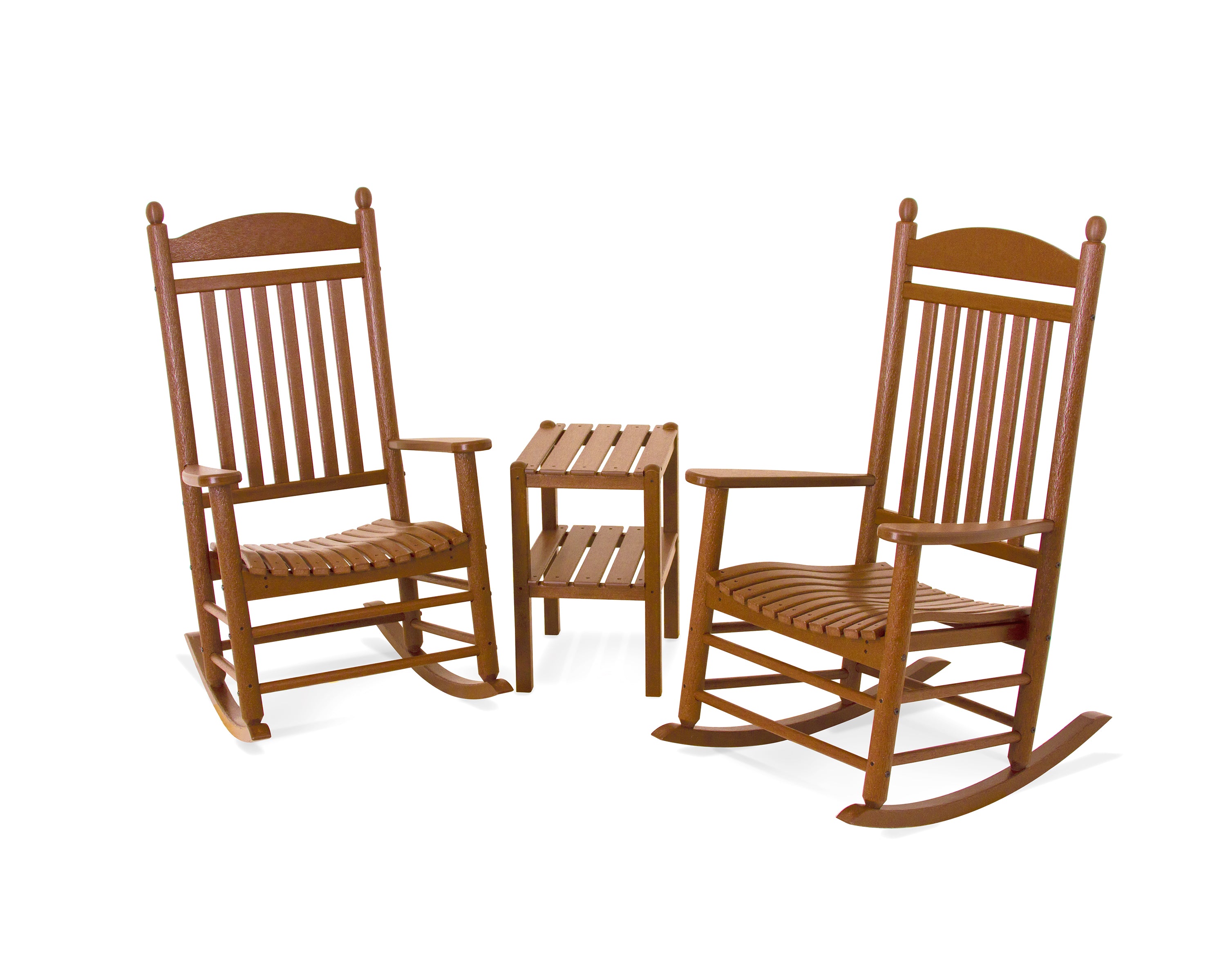 POLYWOOD Jefferson 3-Piece Rocker Set in Teak