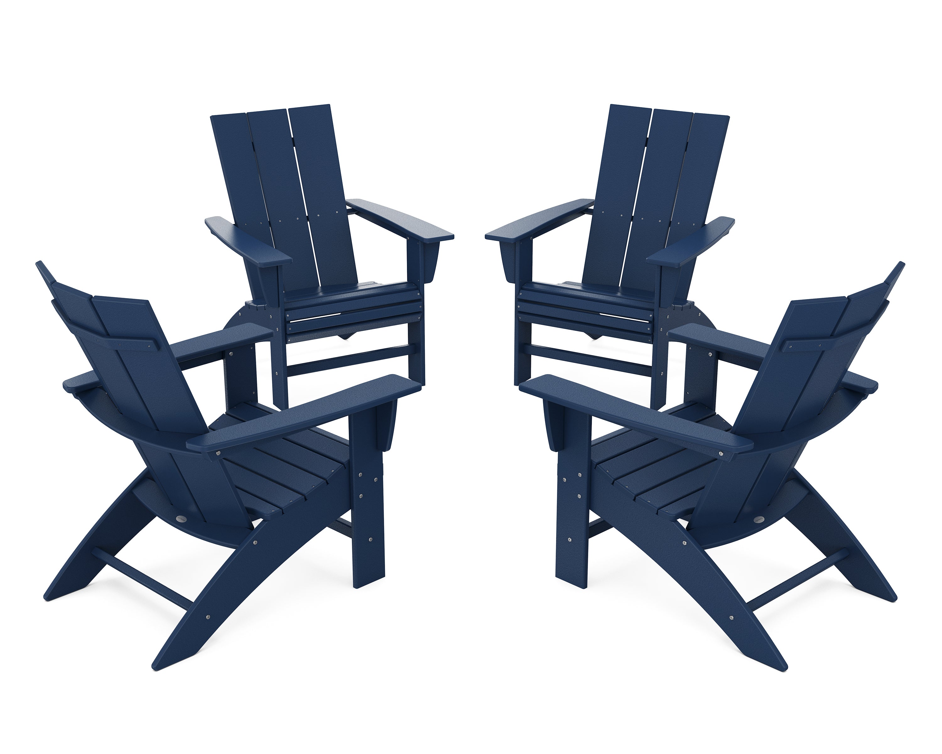 POLYWOOD 4-Piece Modern Curveback Adirondack Conversation Set in Navy