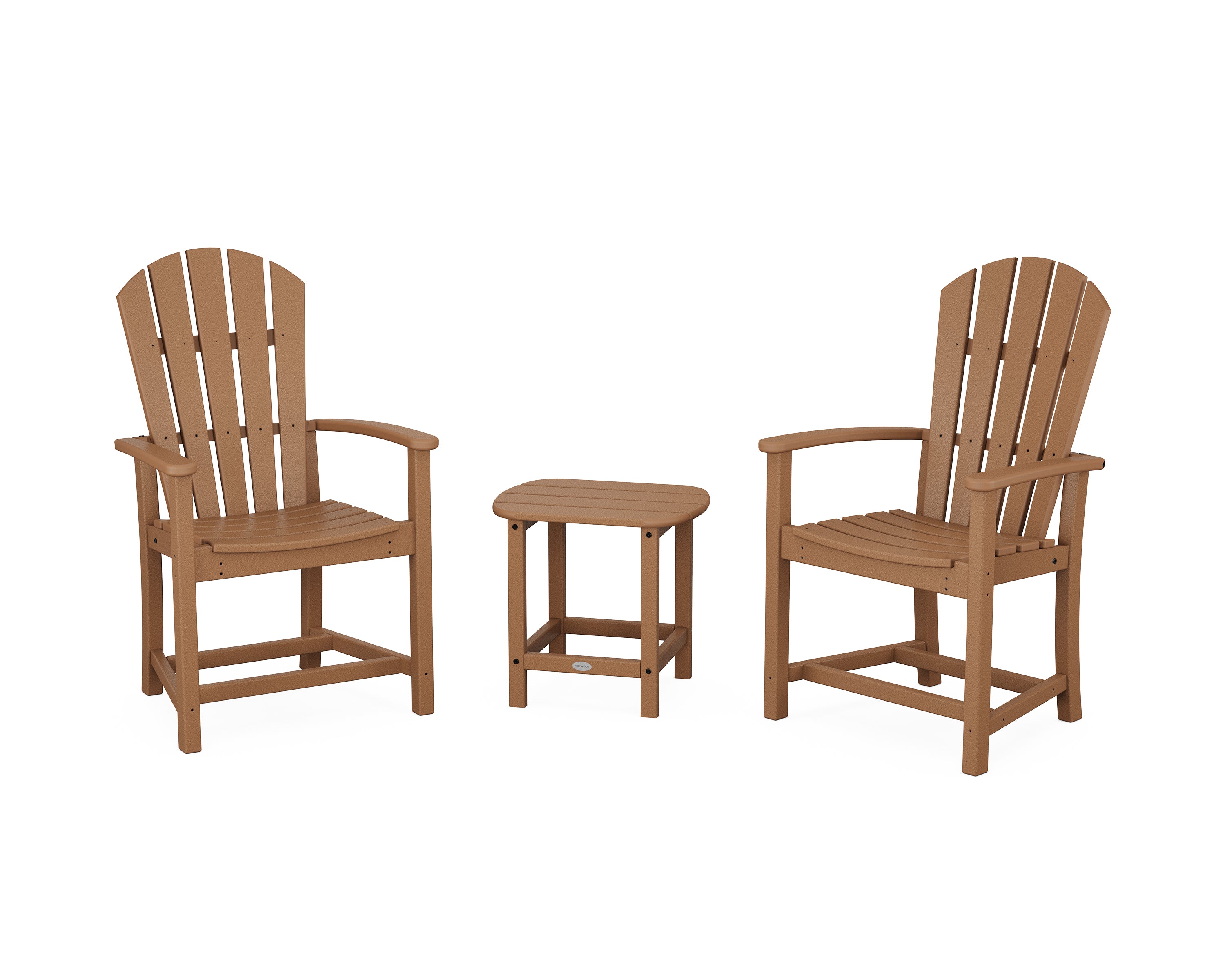 POLYWOOD Palm Coast 3-Piece Upright Adirondack Chair Set in Teak