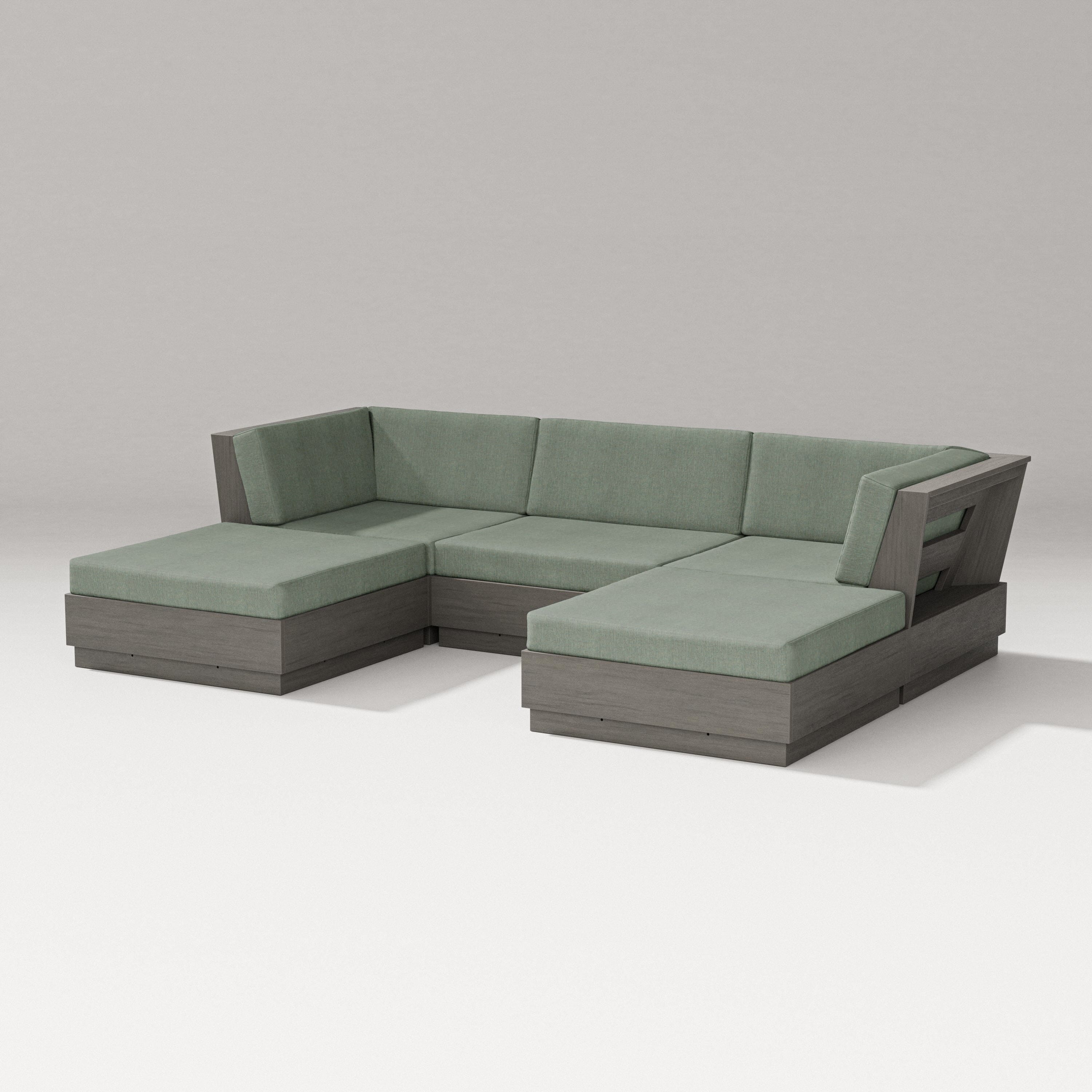 PW Designer Series Elevate Double Chaise Sectional in Driftwood / Cast Sage