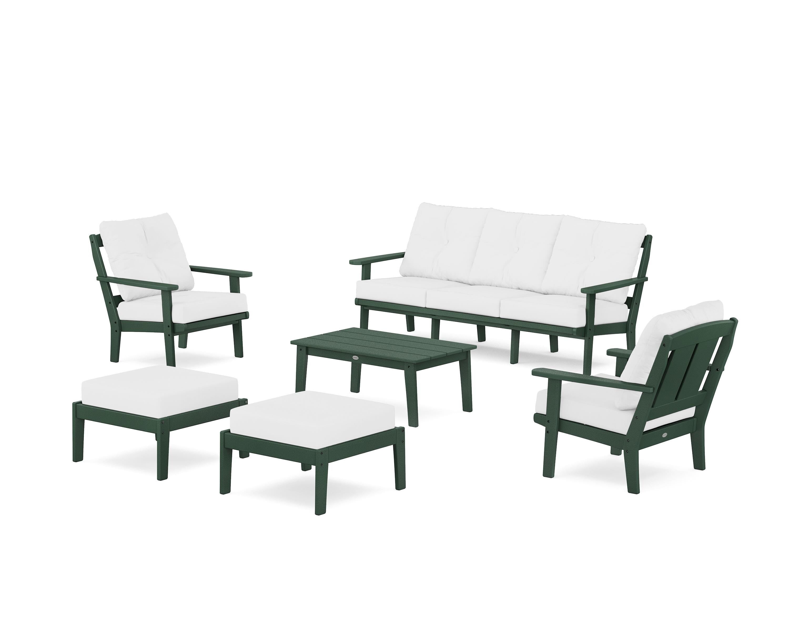 POLYWOOD Mission 6-Piece Lounge Sofa Set in Green / Natural