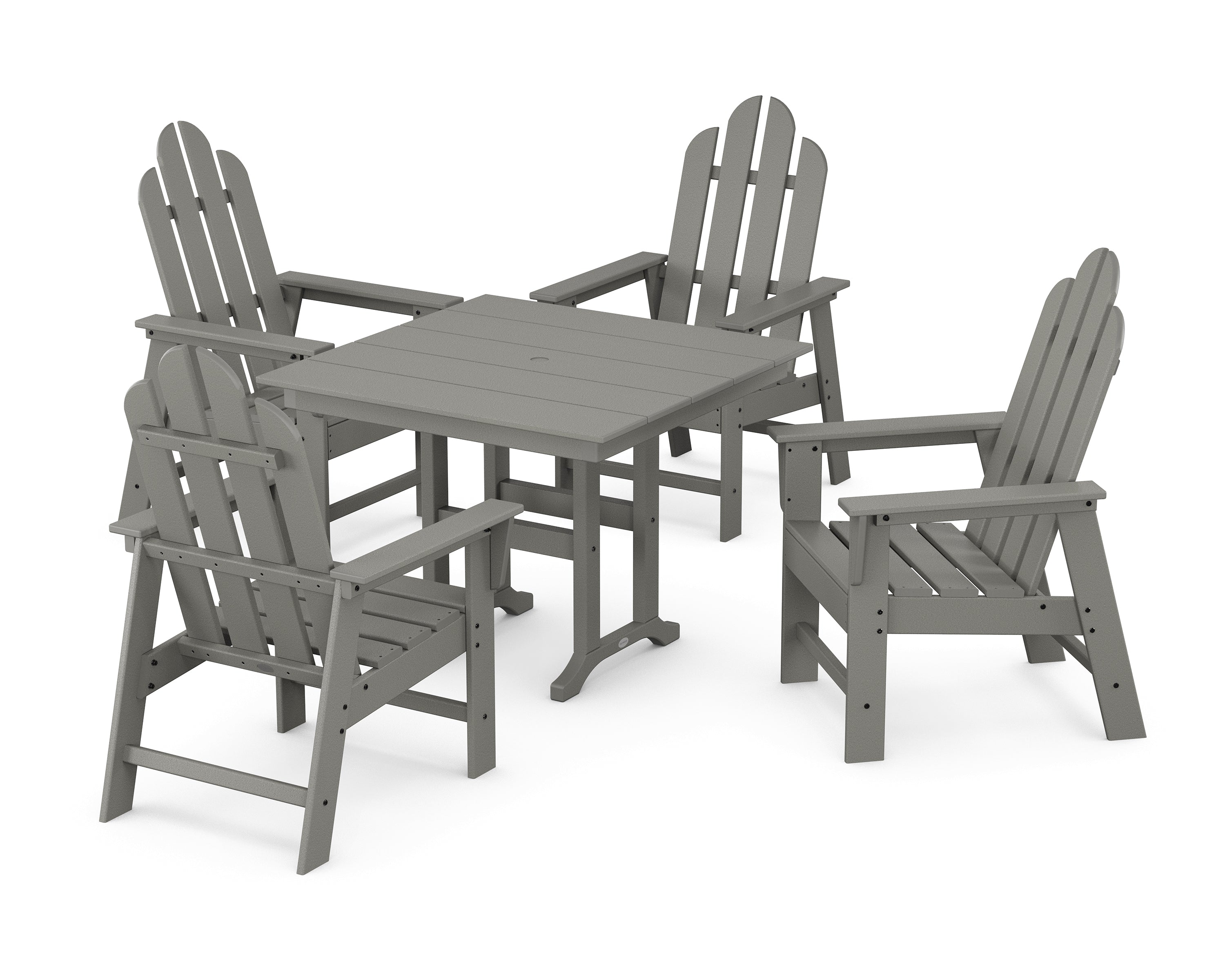 POLYWOOD® Long Island 5-Piece Farmhouse Dining Set in Slate Grey