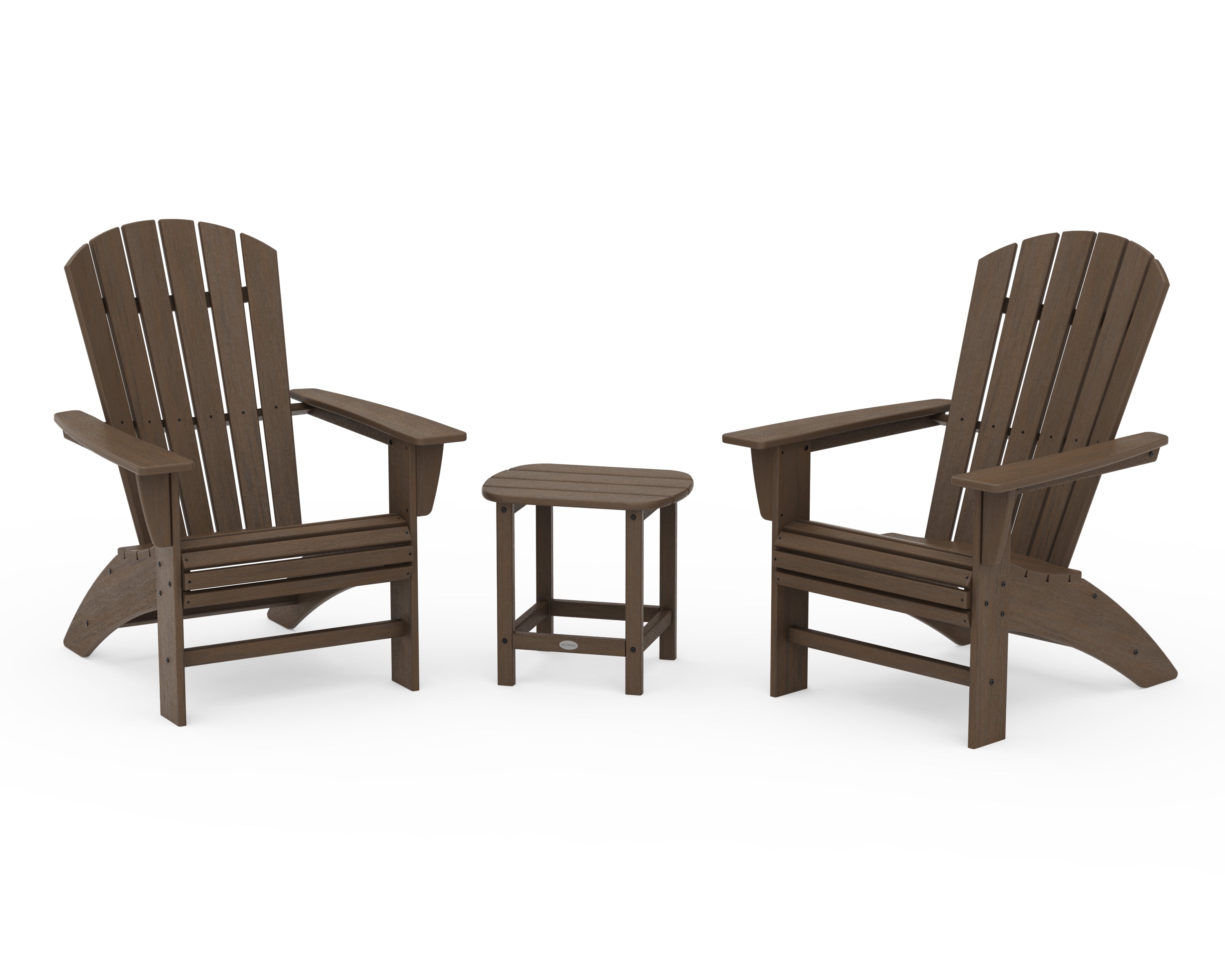 POLYWOOD Nautical 3-Piece Curveback Adirondack Set in Kona