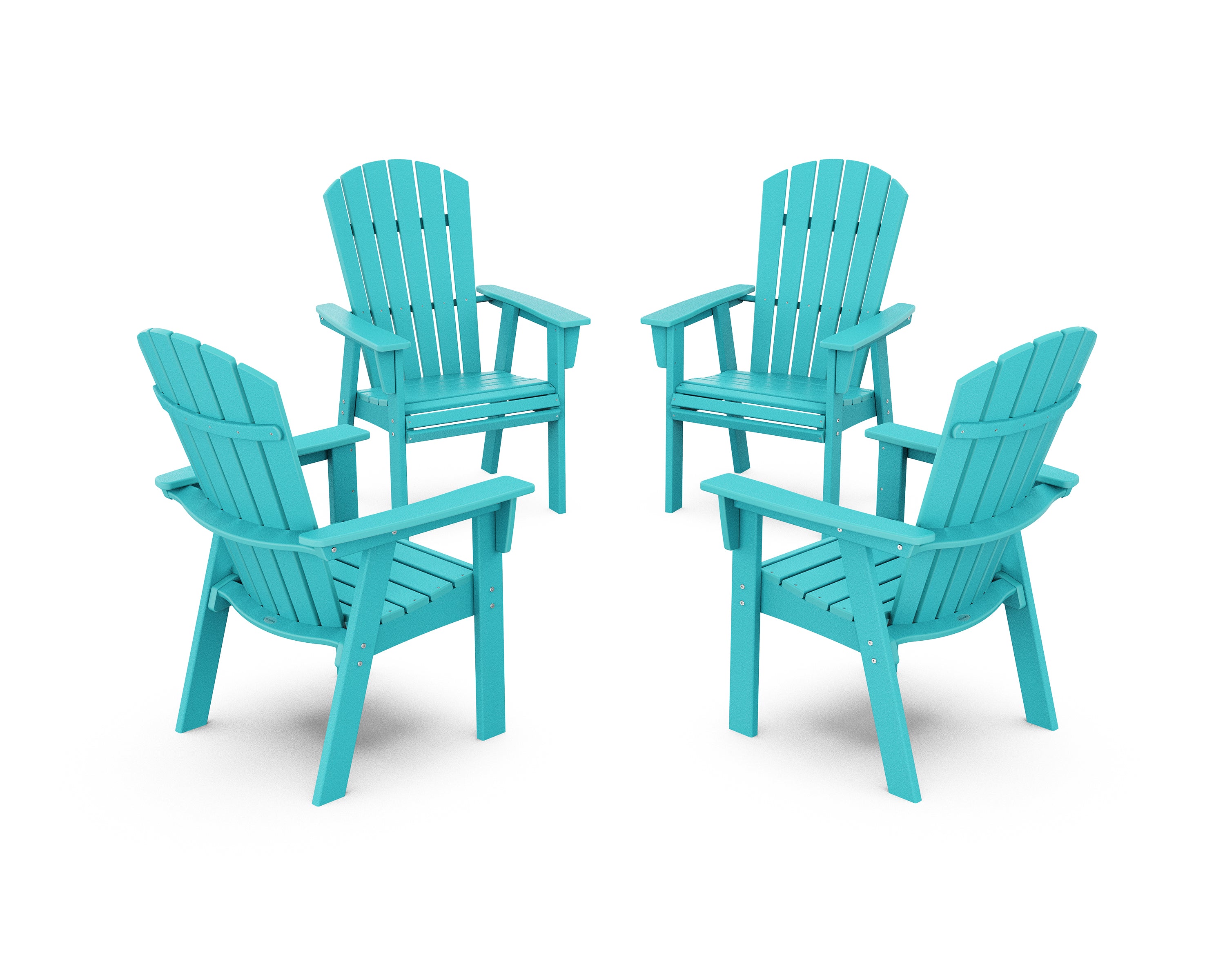 POLYWOOD® Nautical 4-Piece Curveback Upright Adirondack Conversation Set in Aruba