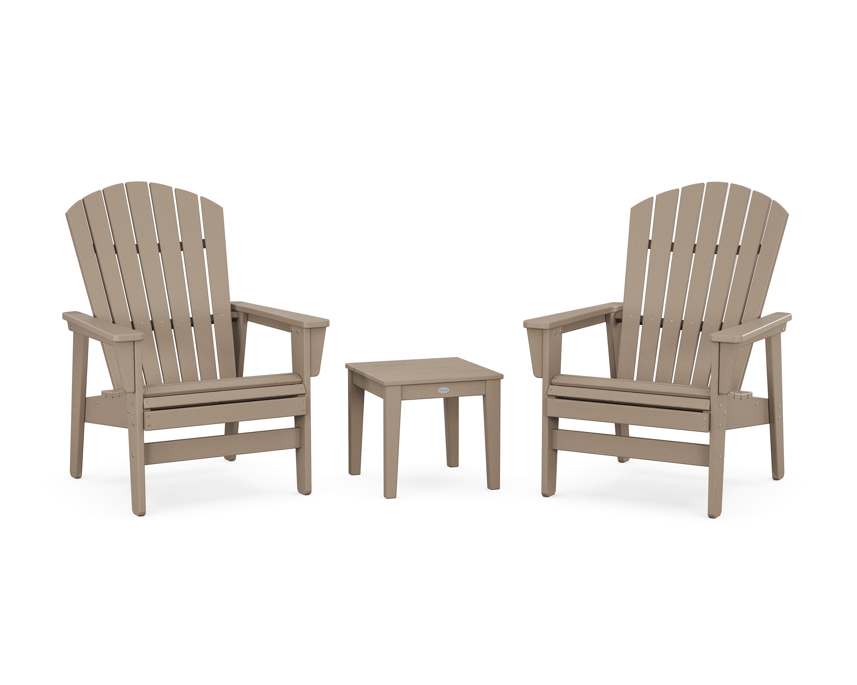 POLYWOOD 3-Piece Nautical Grand Upright Adirondack Set in Vintage Sahara