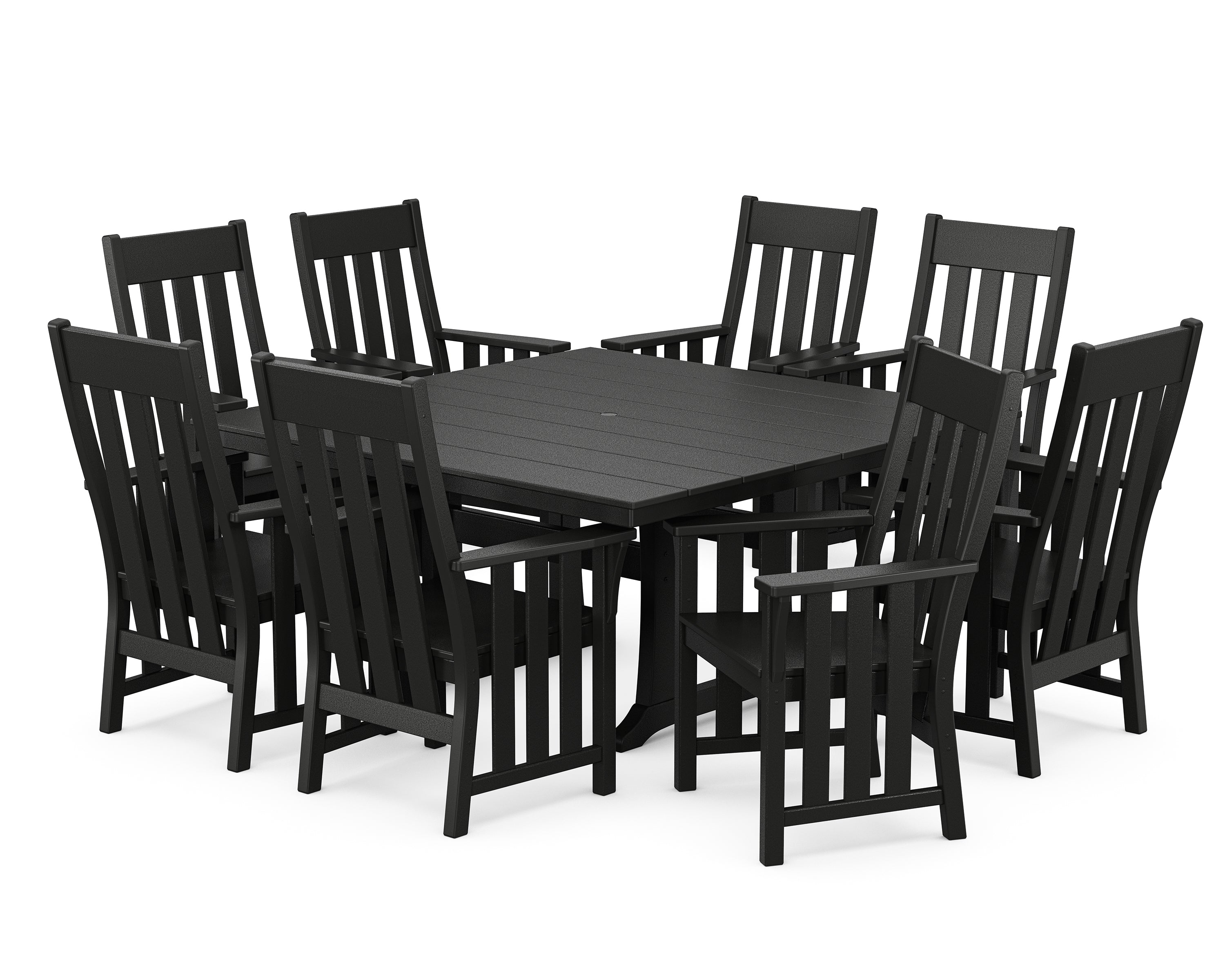 Martha Stewart by POLYWOOD Acadia 9-Piece Square Farmhouse Dining Set with Trestle Legs in Black