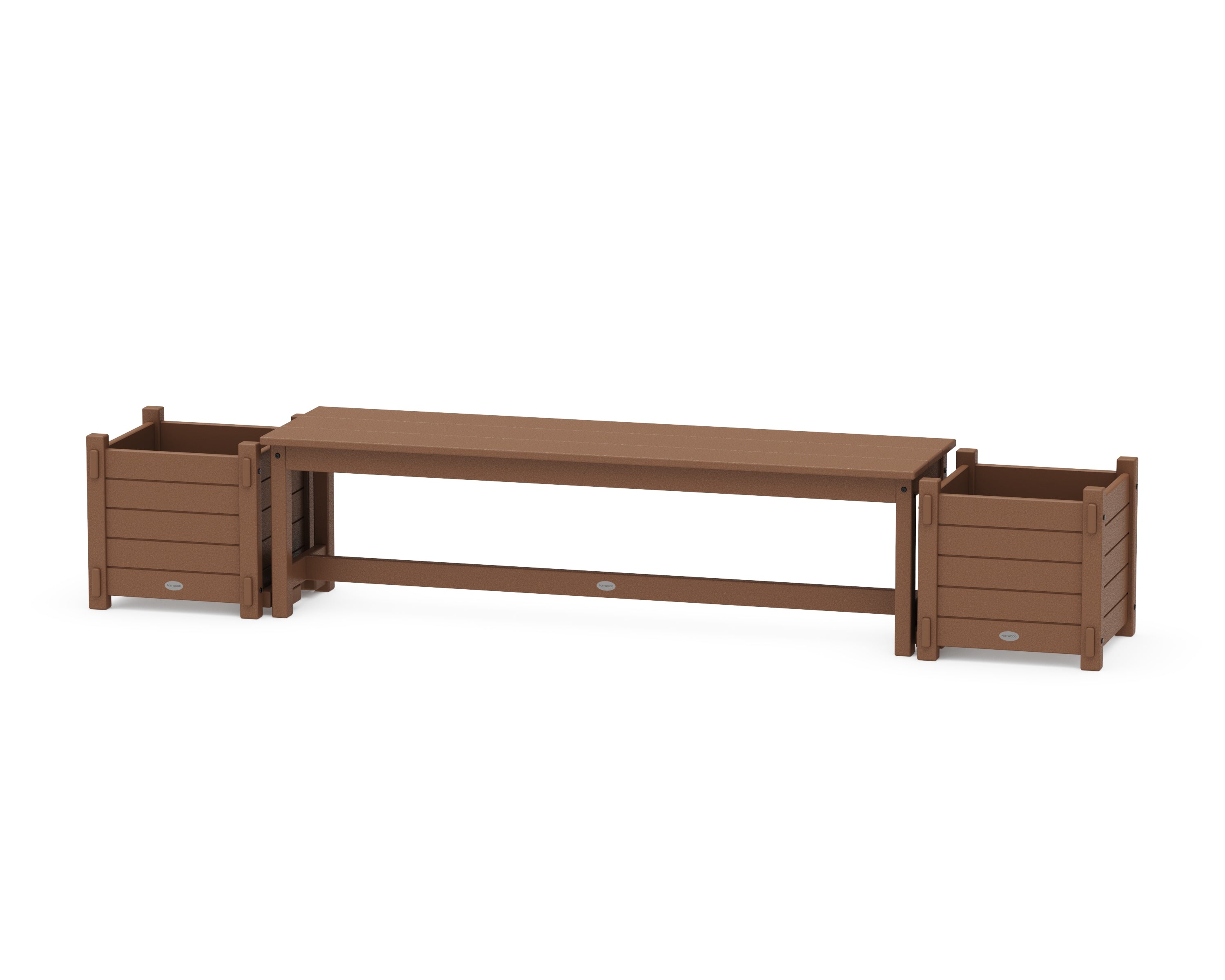 POLYWOOD 60" Nautical Straight Planter Bench Set in Teak