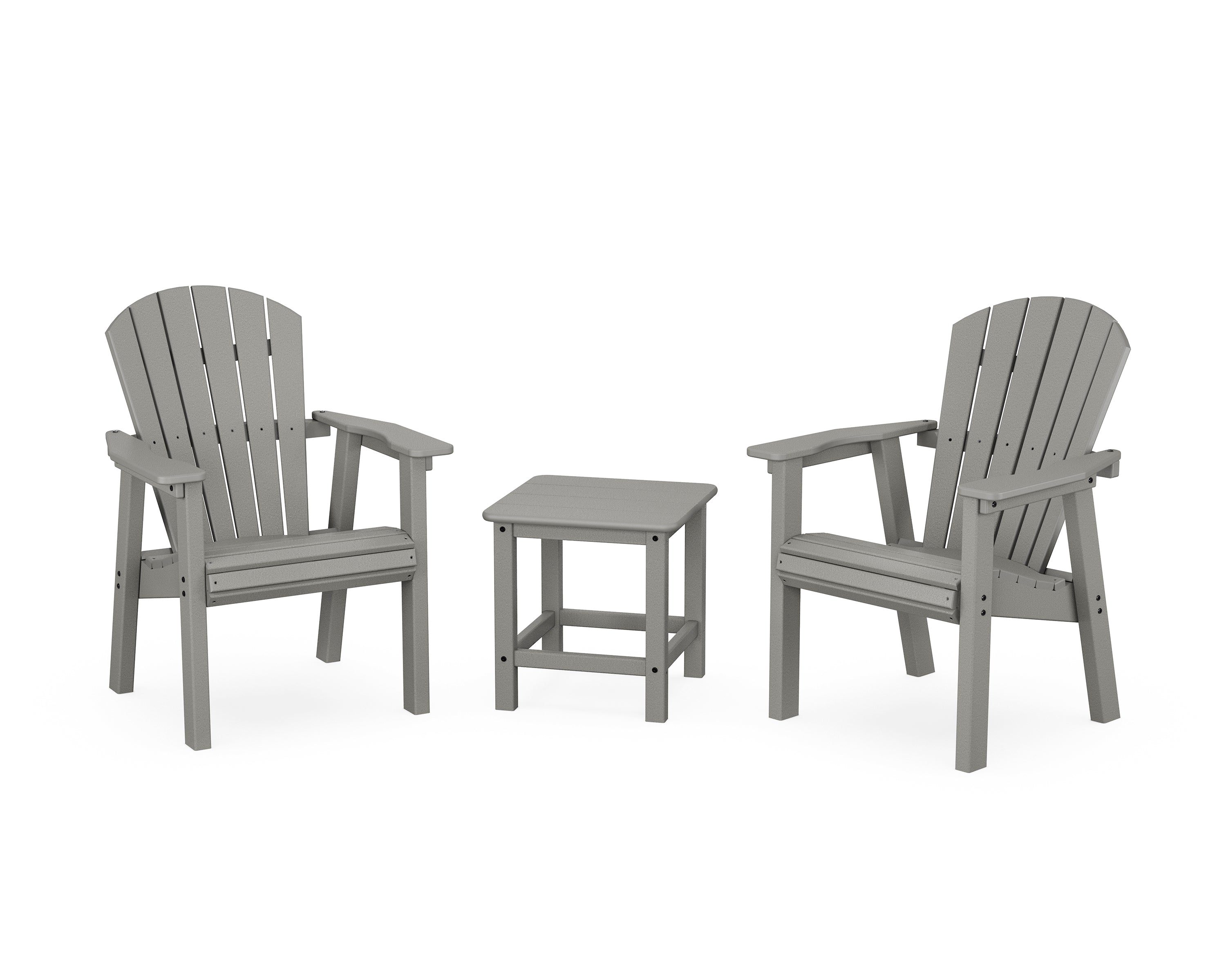 POLYWOOD Seashell 3-Piece Upright Adirondack Chair Set in Slate Grey