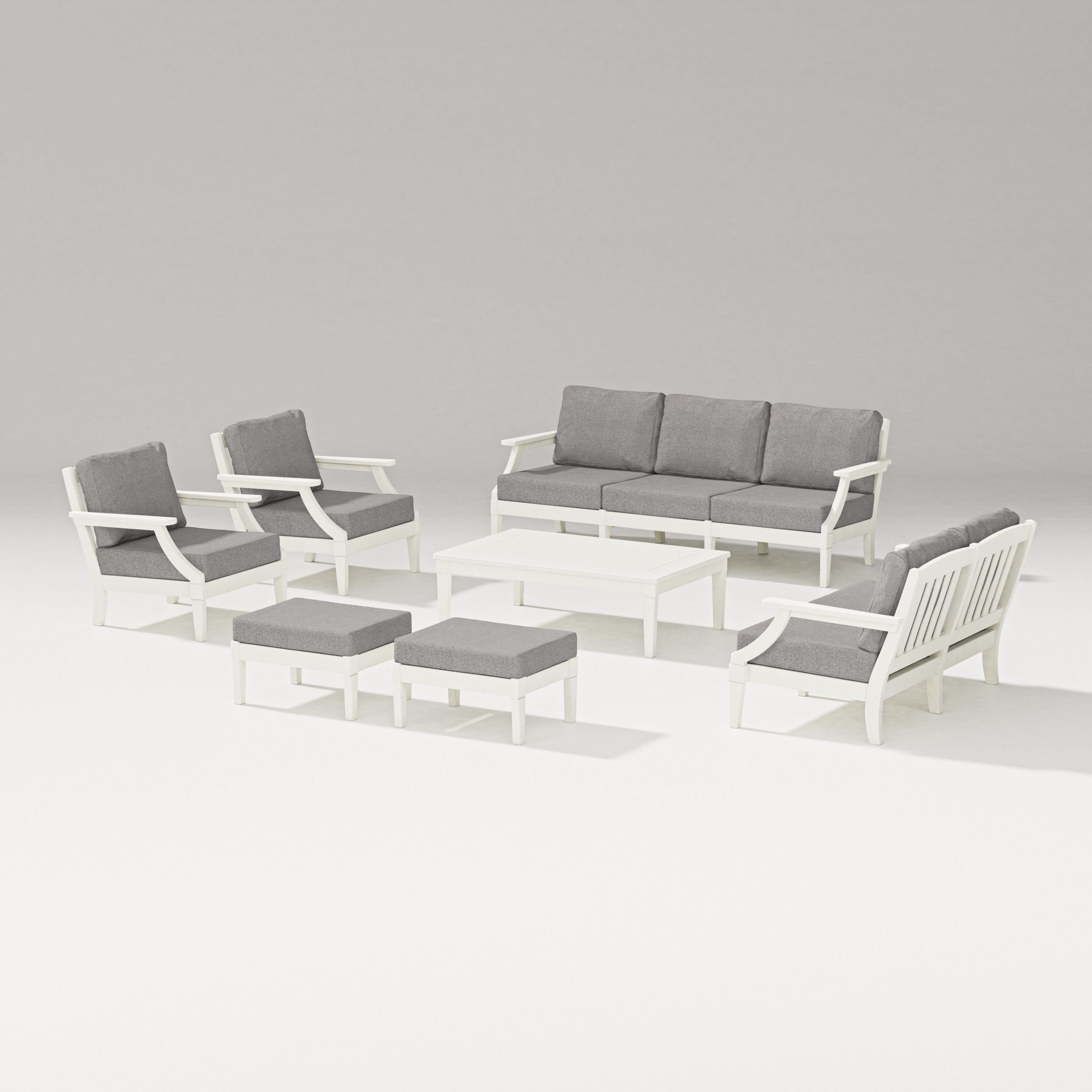 PW Designer Series Estate 7-Piece Lounge Sofa Set in Vintage White / Grey Mist