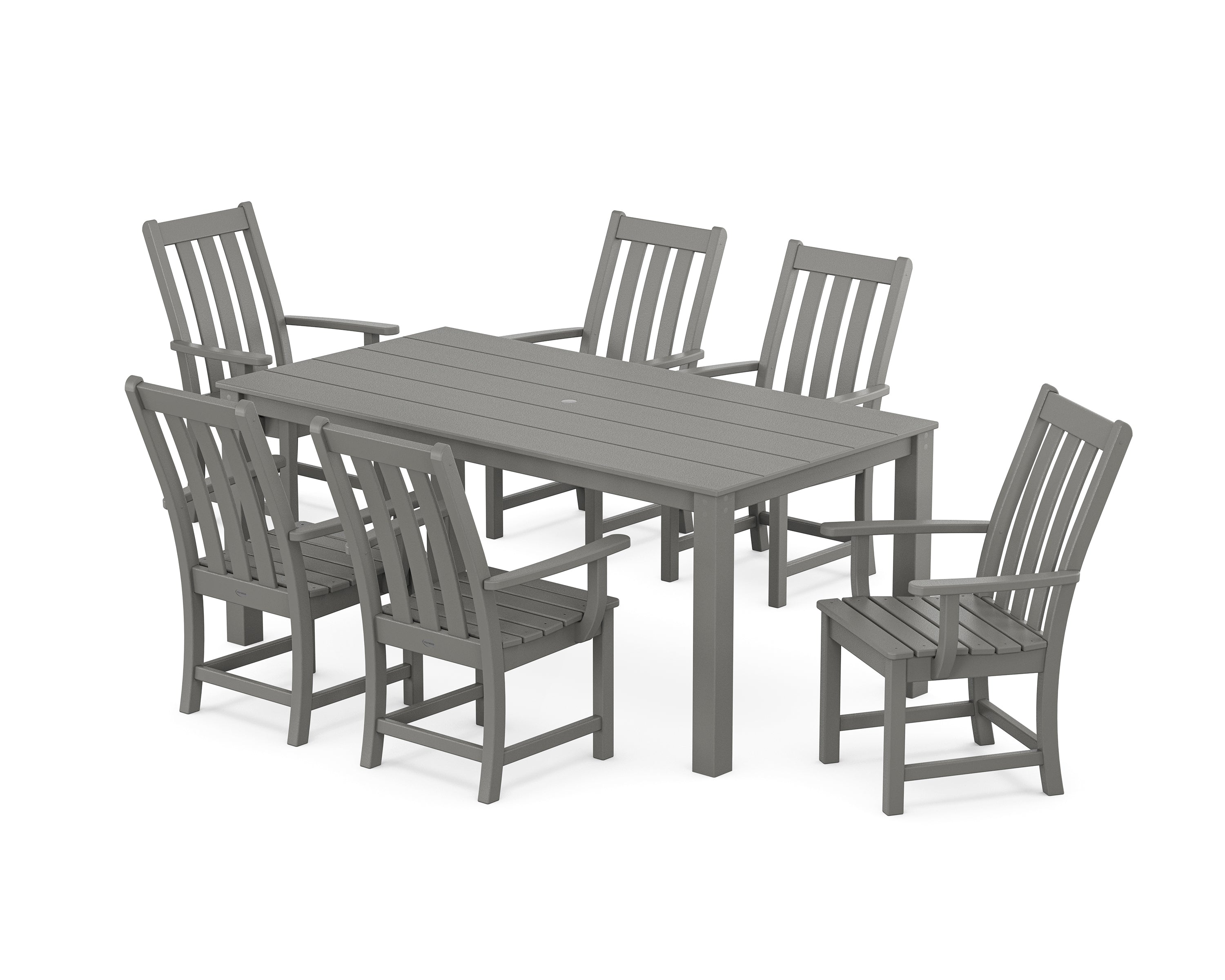 POLYWOOD Vineyard 7-Piece Parsons Arm Chair Dining Set in Slate Grey
