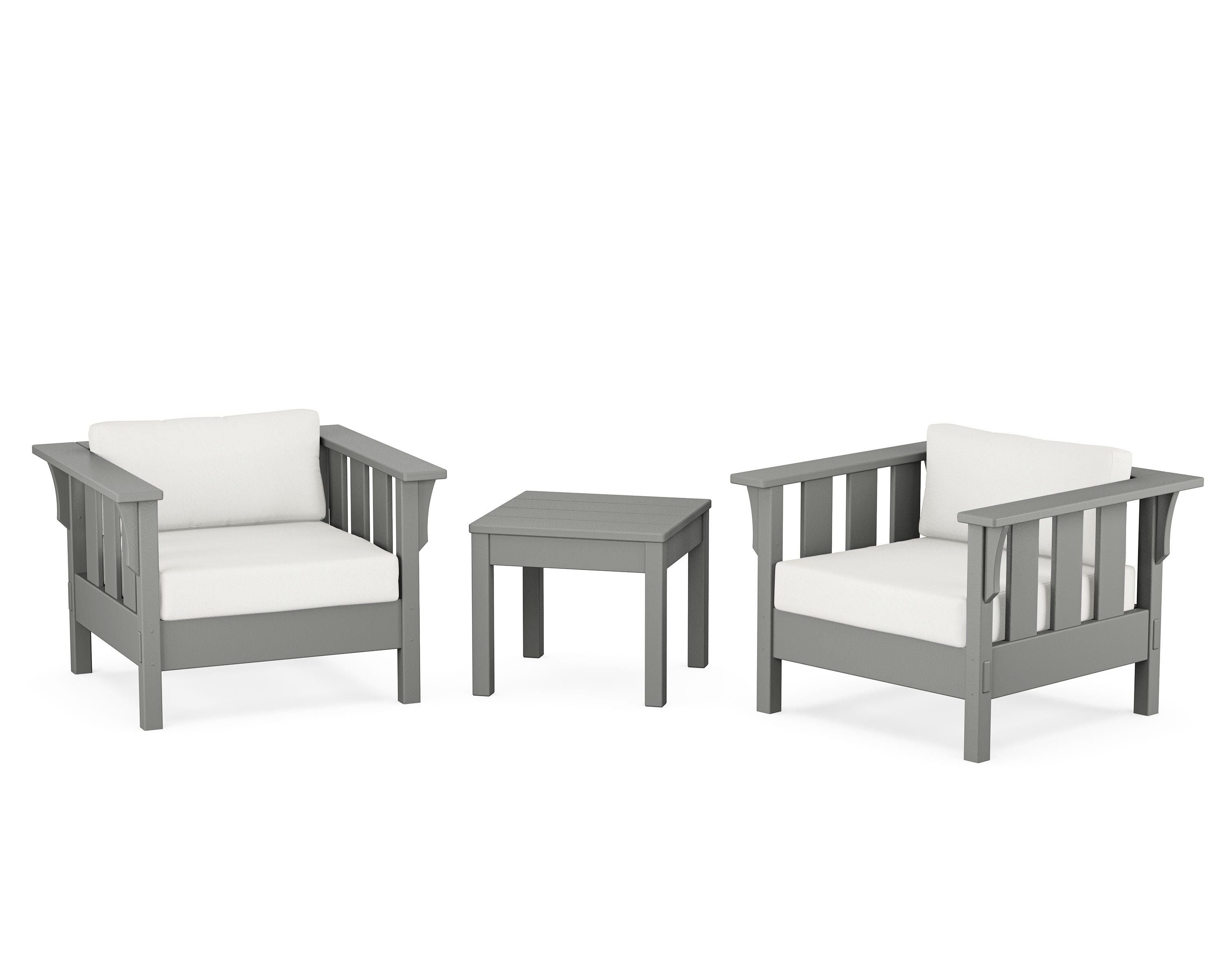 Martha Stewart by POLYWOOD Acadia 3-Piece Deep Seating Set in Slate Grey / Natural Linen
