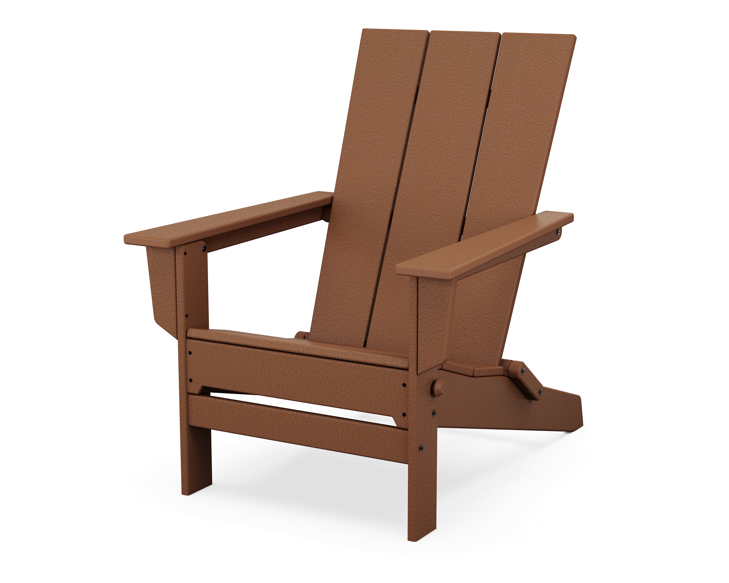 POLYWOOD Modern Studio Folding Adirondack Chair in Teak