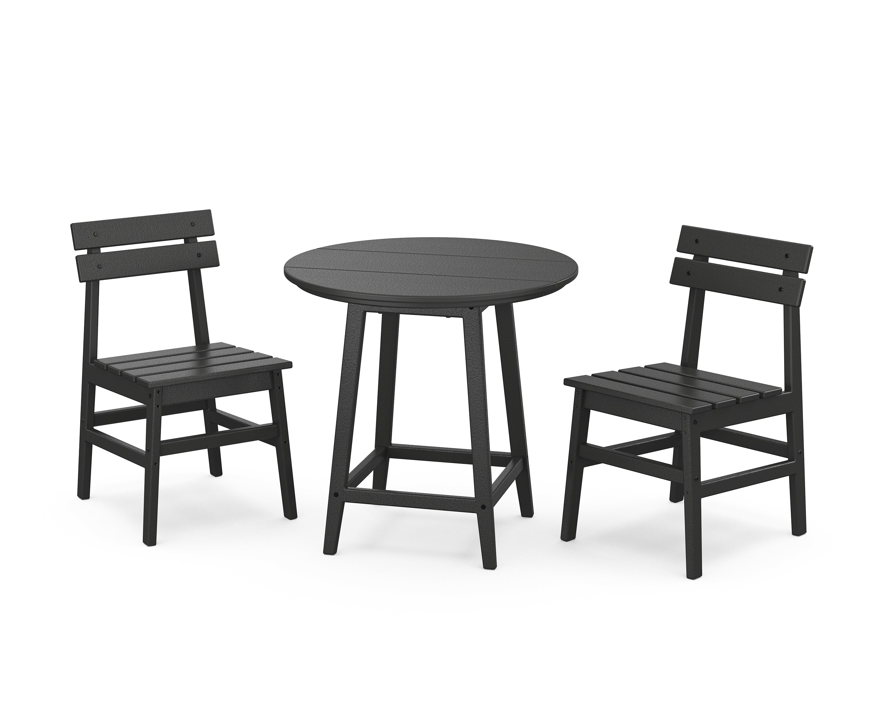 POLYWOOD Modern Studio Plaza Chair 3-Piece Round Bistro Dining Set in Black