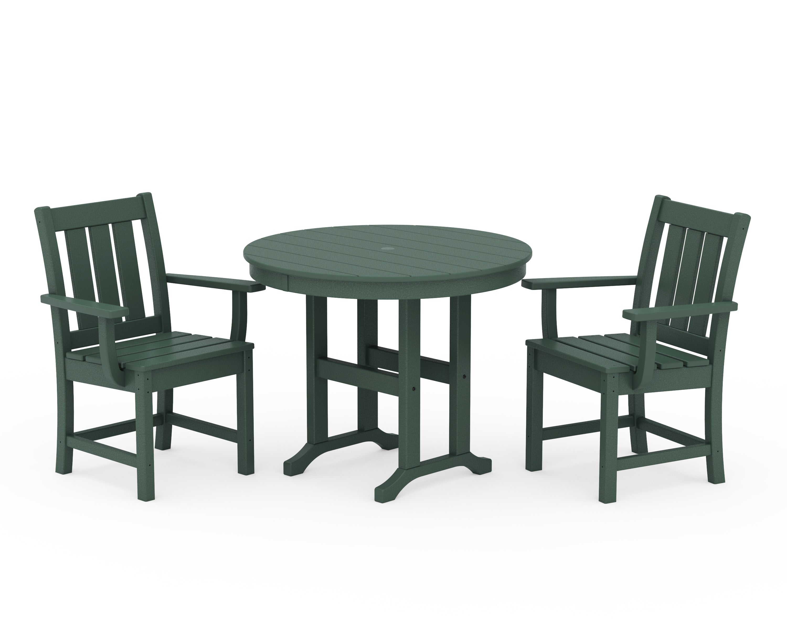 POLYWOOD Oxford 3-Piece Farmhouse Dining Set in Green