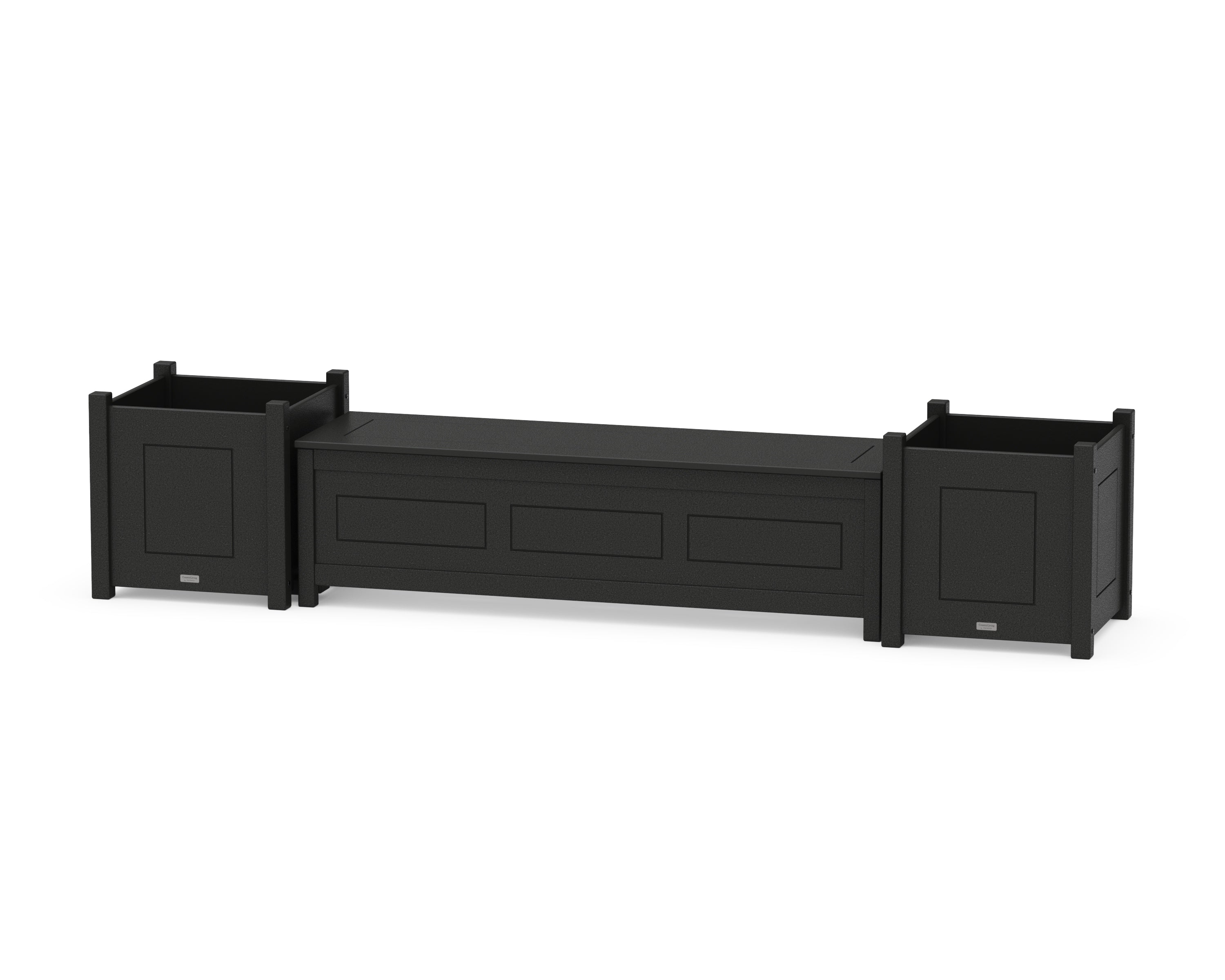 Country Living 60" Country Living Straight Planter Storage Bench Set- Large in Black