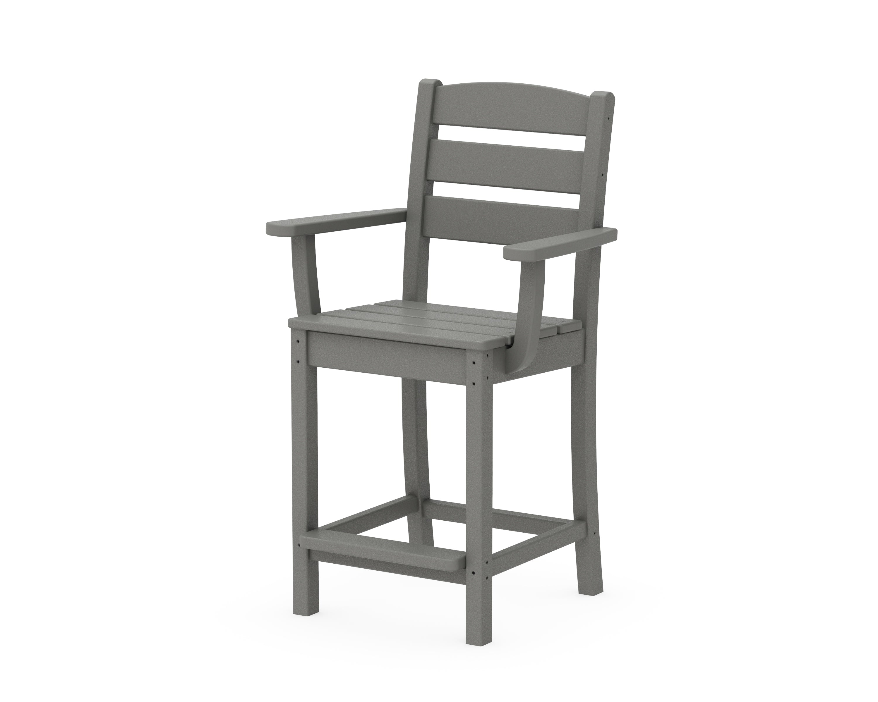 POLYWOOD Lakeside Counter Arm Chair in Slate Grey