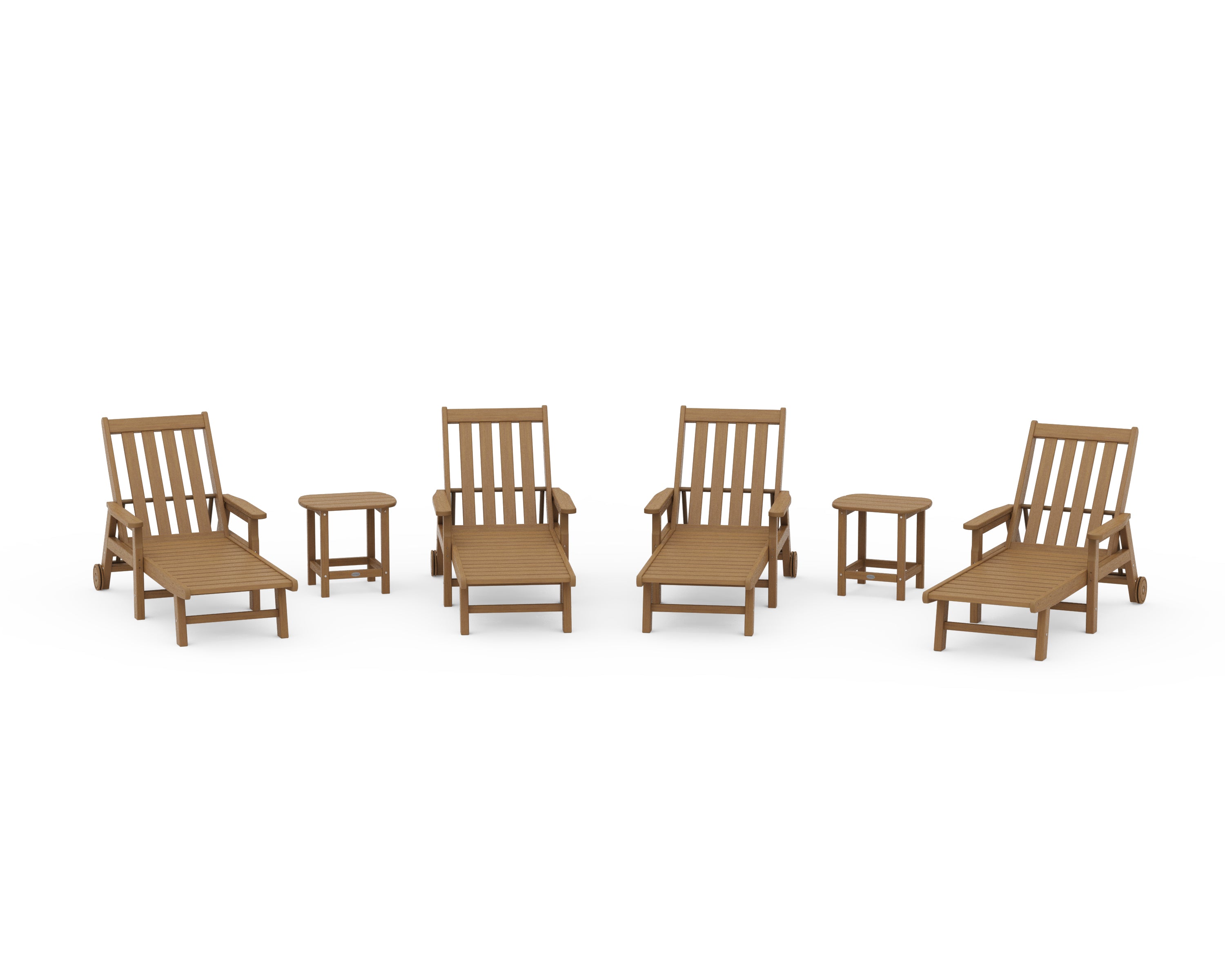 POLYWOOD Vineyard 6-Piece Chaise with Arms and Wheels Set in Natural