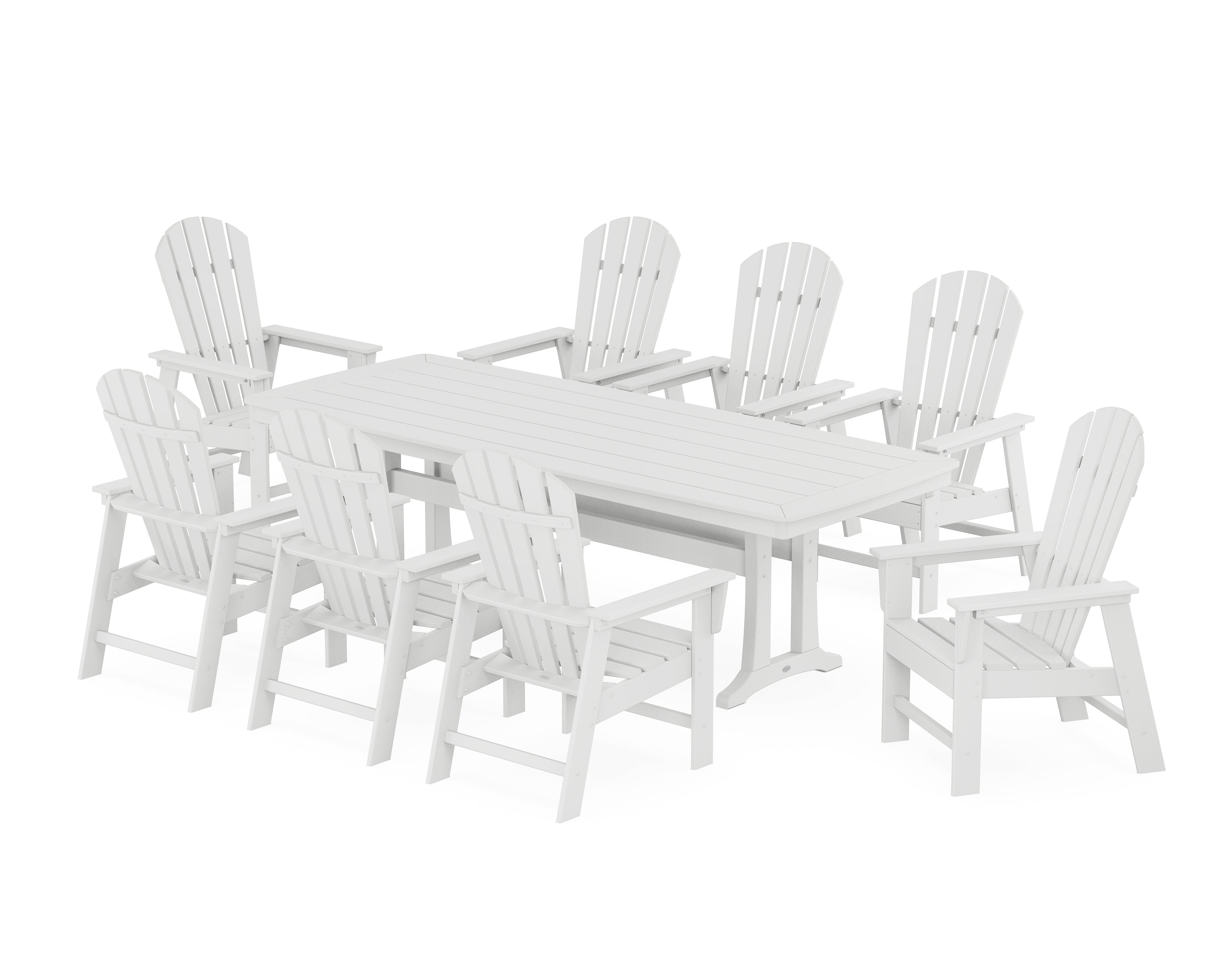 POLYWOOD South Beach 9-Piece Dining Set with Trestle Legs in White