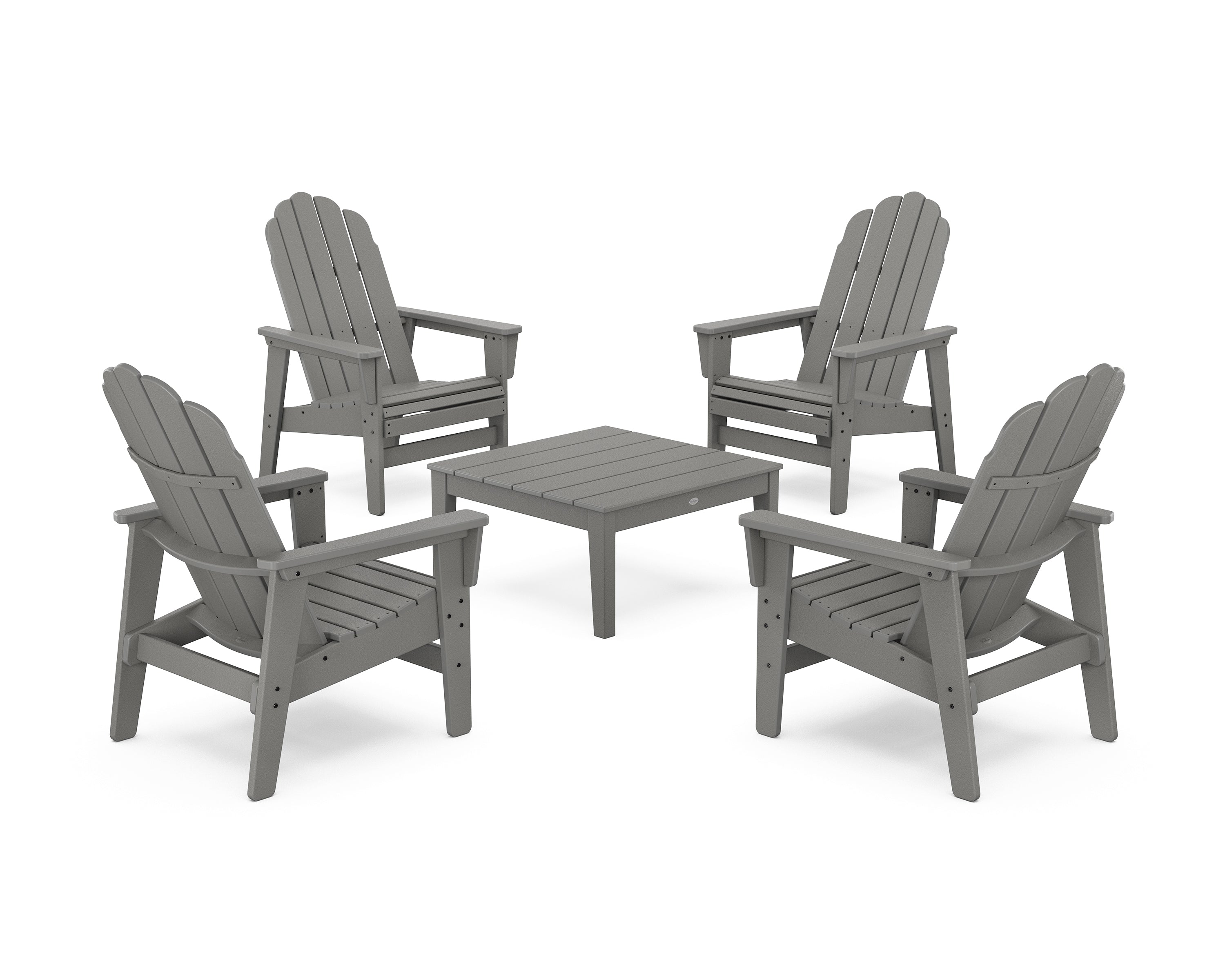 POLYWOOD 5-Piece Vineyard Grand Upright Adirondack Chair Conversation Group in Slate Grey