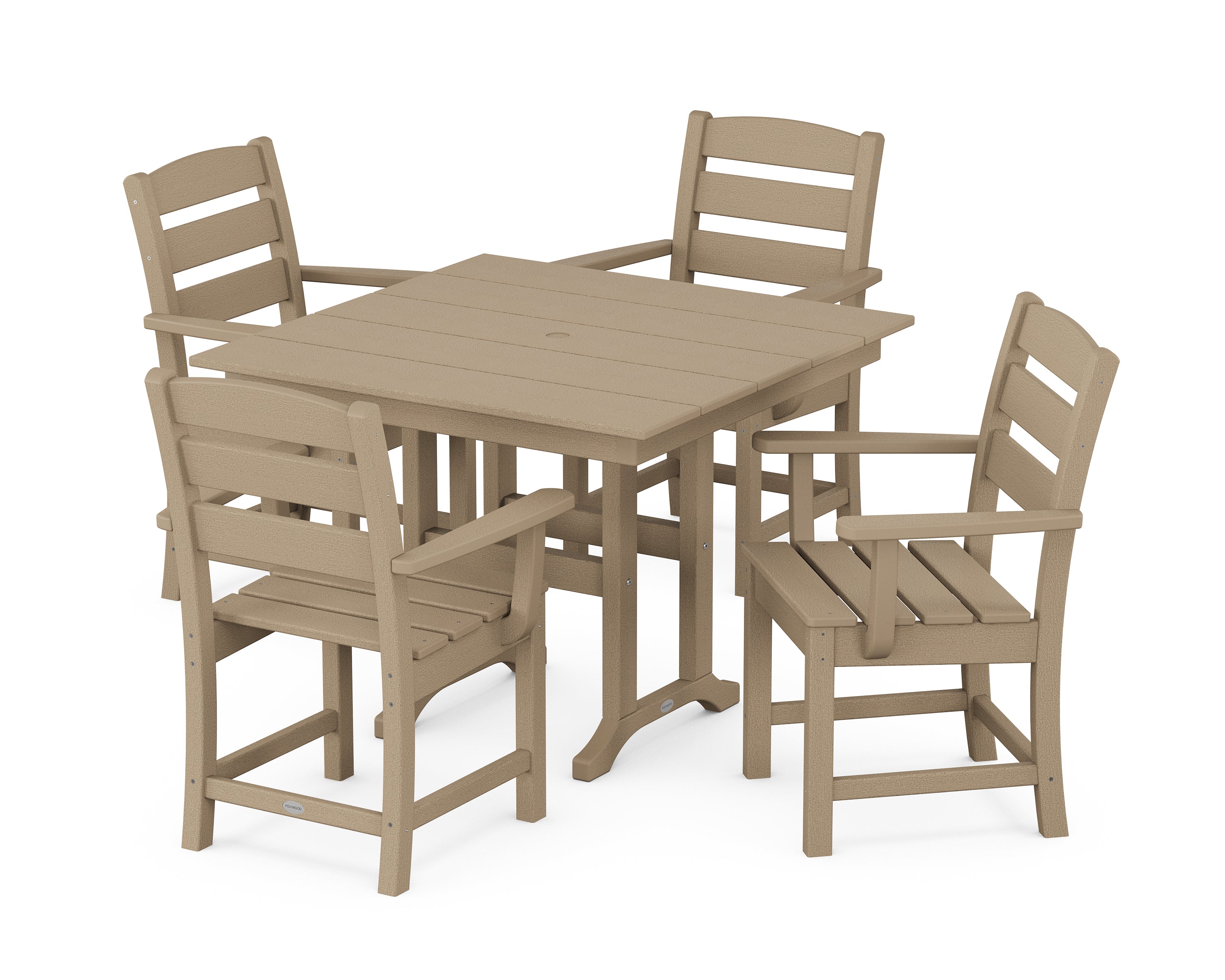 POLYWOOD® Lakeside 5-Piece Farmhouse Dining Set in Vintage Sahara