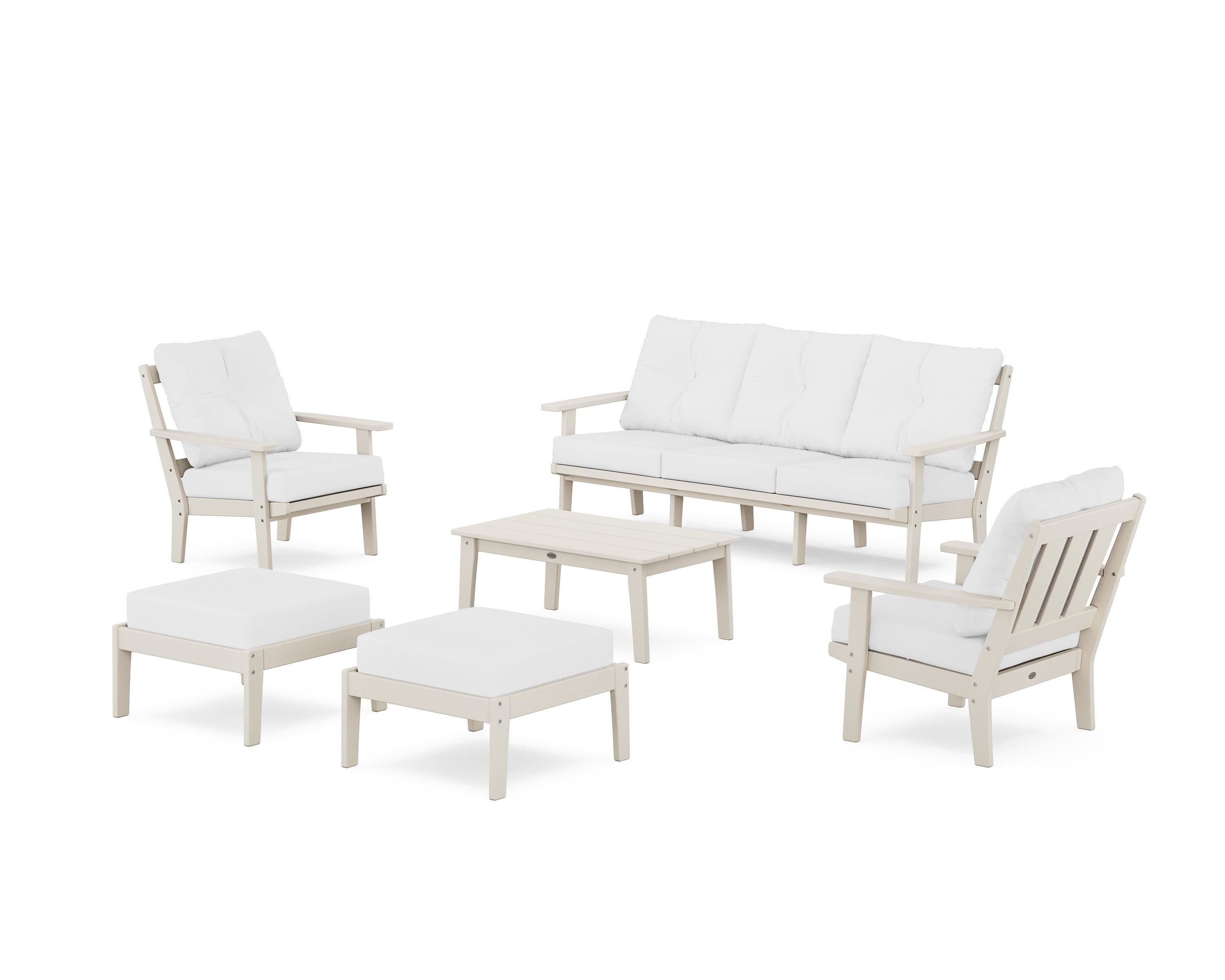 POLYWOOD Oxford 6-Piece Lounge Sofa Set in Sand / Natural