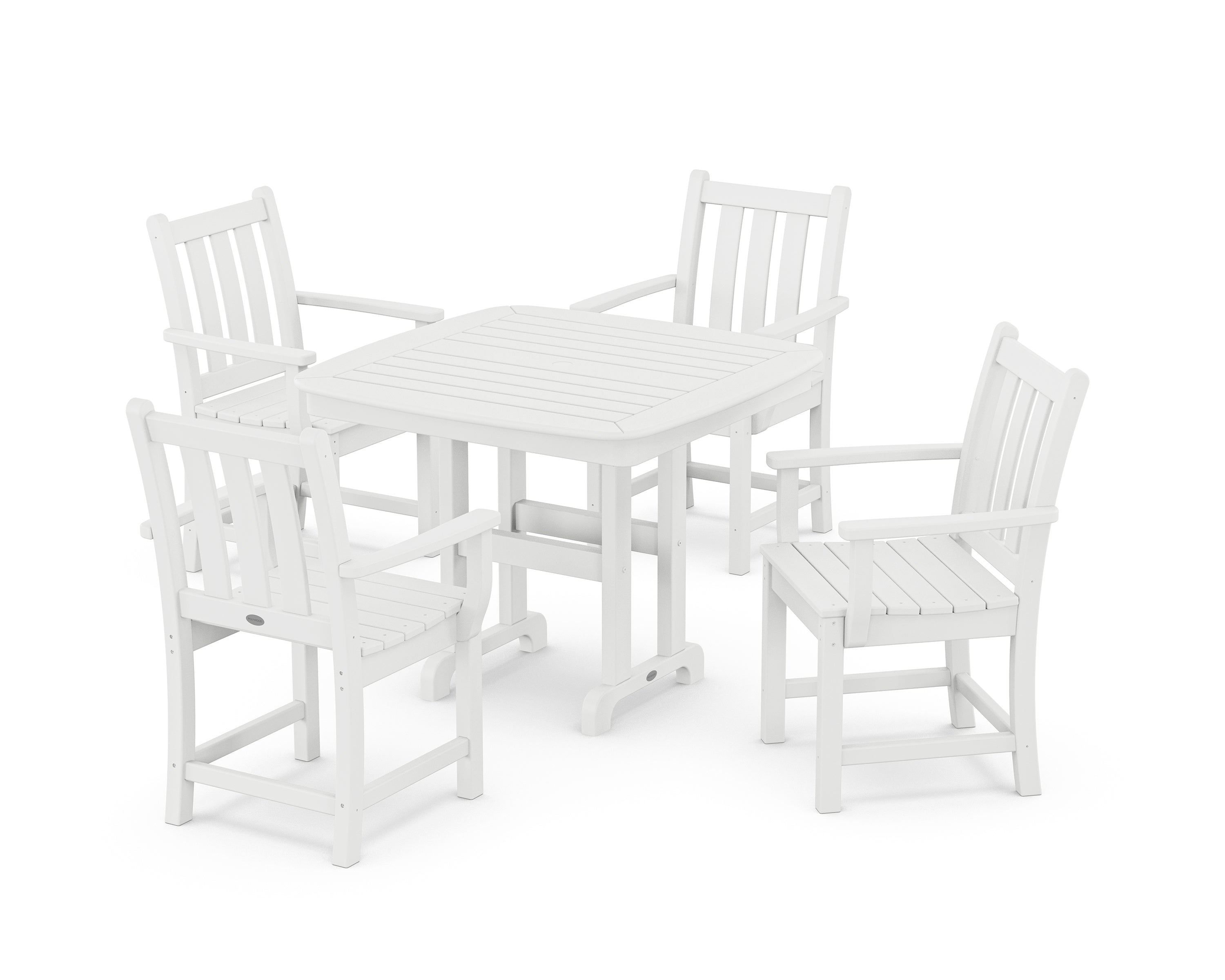 POLYWOOD® Traditional Garden 5-Piece Dining Set in White