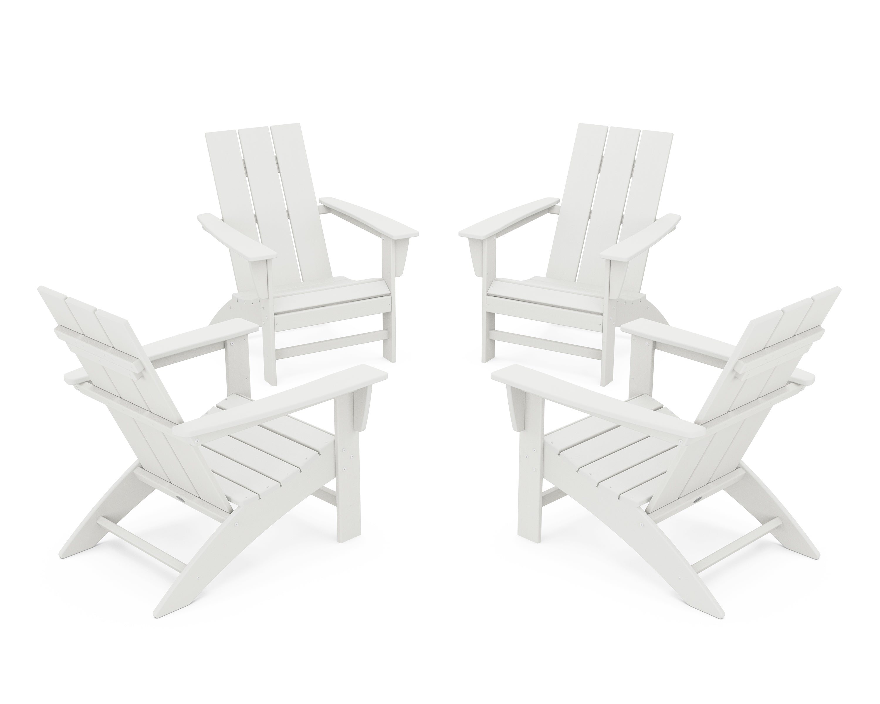 POLYWOOD 4-Piece Modern Adirondack Chair Conversation Set in Vintage White