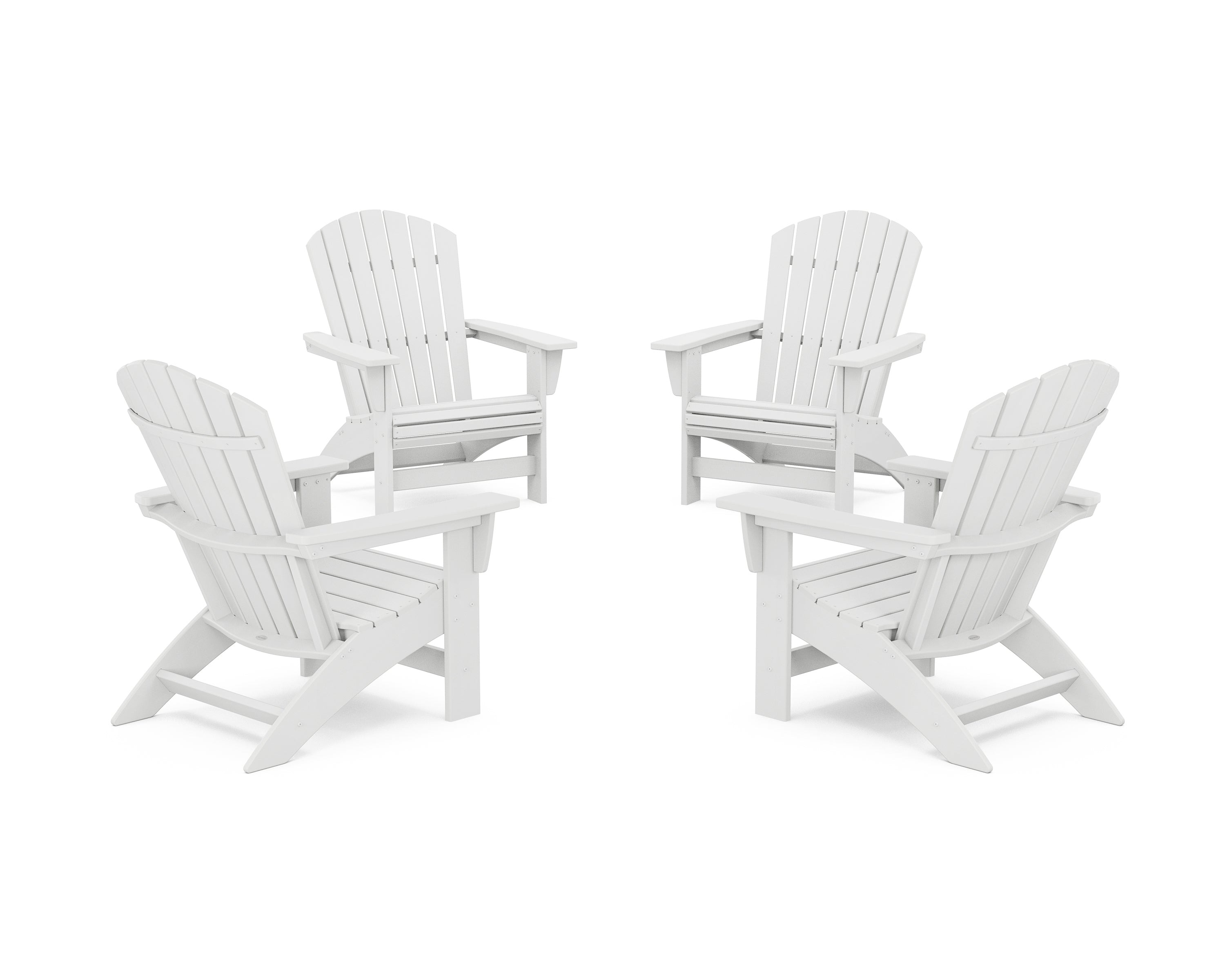 POLYWOOD 4-Piece Nautical Grand Adirondack Chair Conversation Set in White