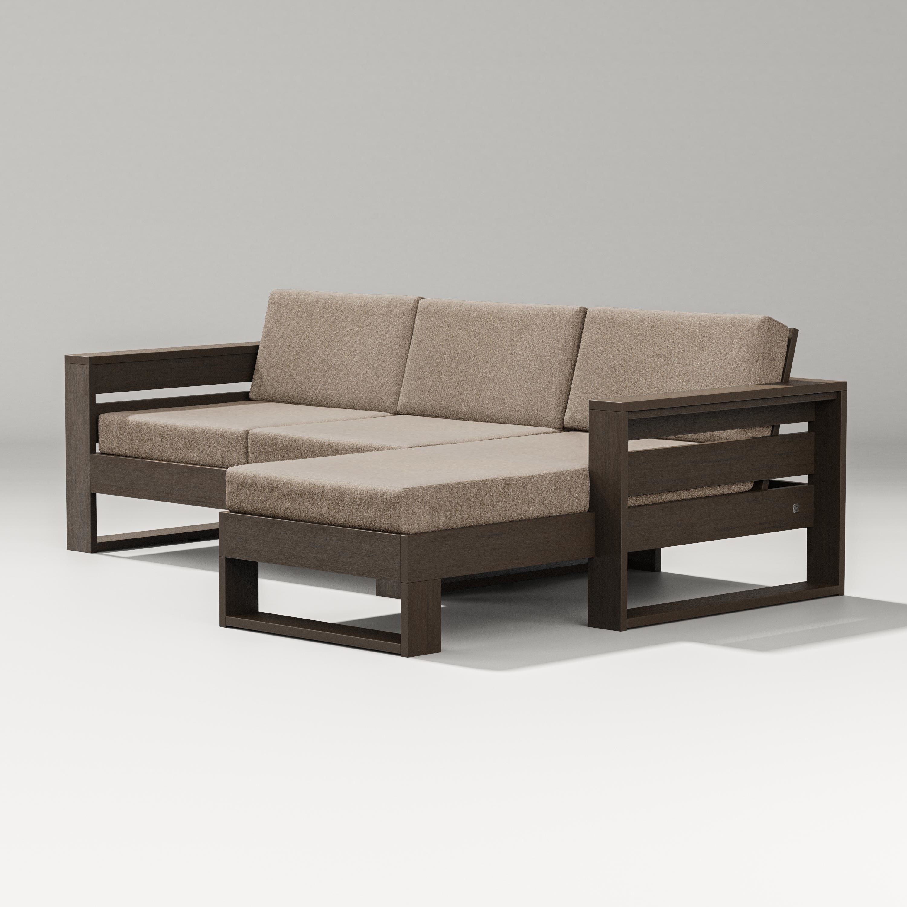 PW Designer Series Latitude Right Chaise Sectional in Kona / Spiced Burlap