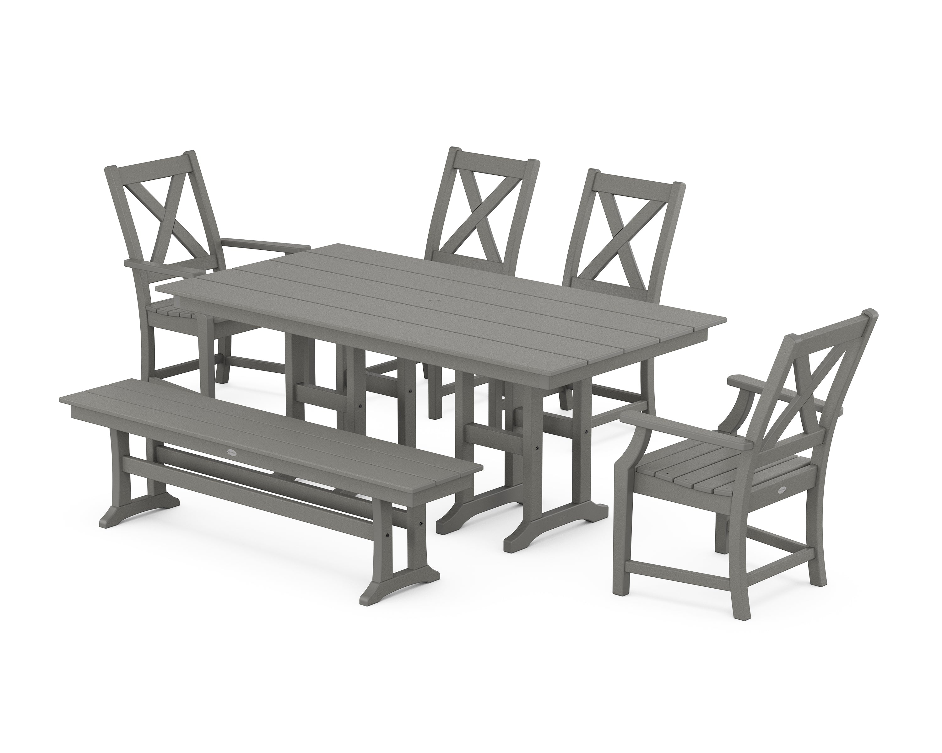 POLYWOOD® Braxton 6-Piece Farmhouse Dining Set in Slate Grey