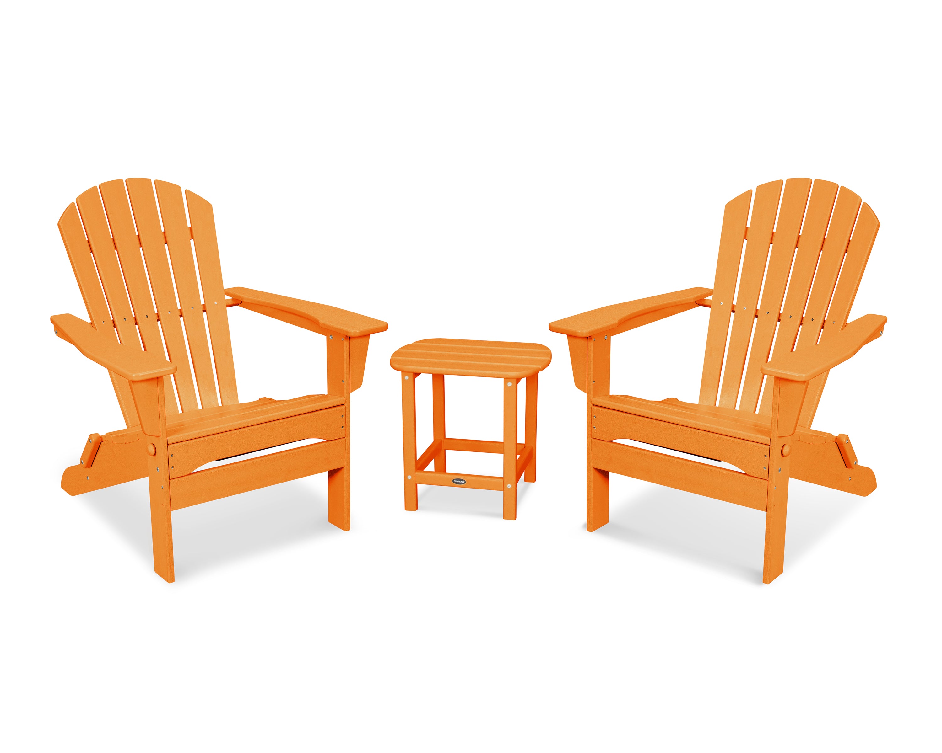 POLYWOOD South Beach 3-Piece Folding Adirondack Set in Tangerine