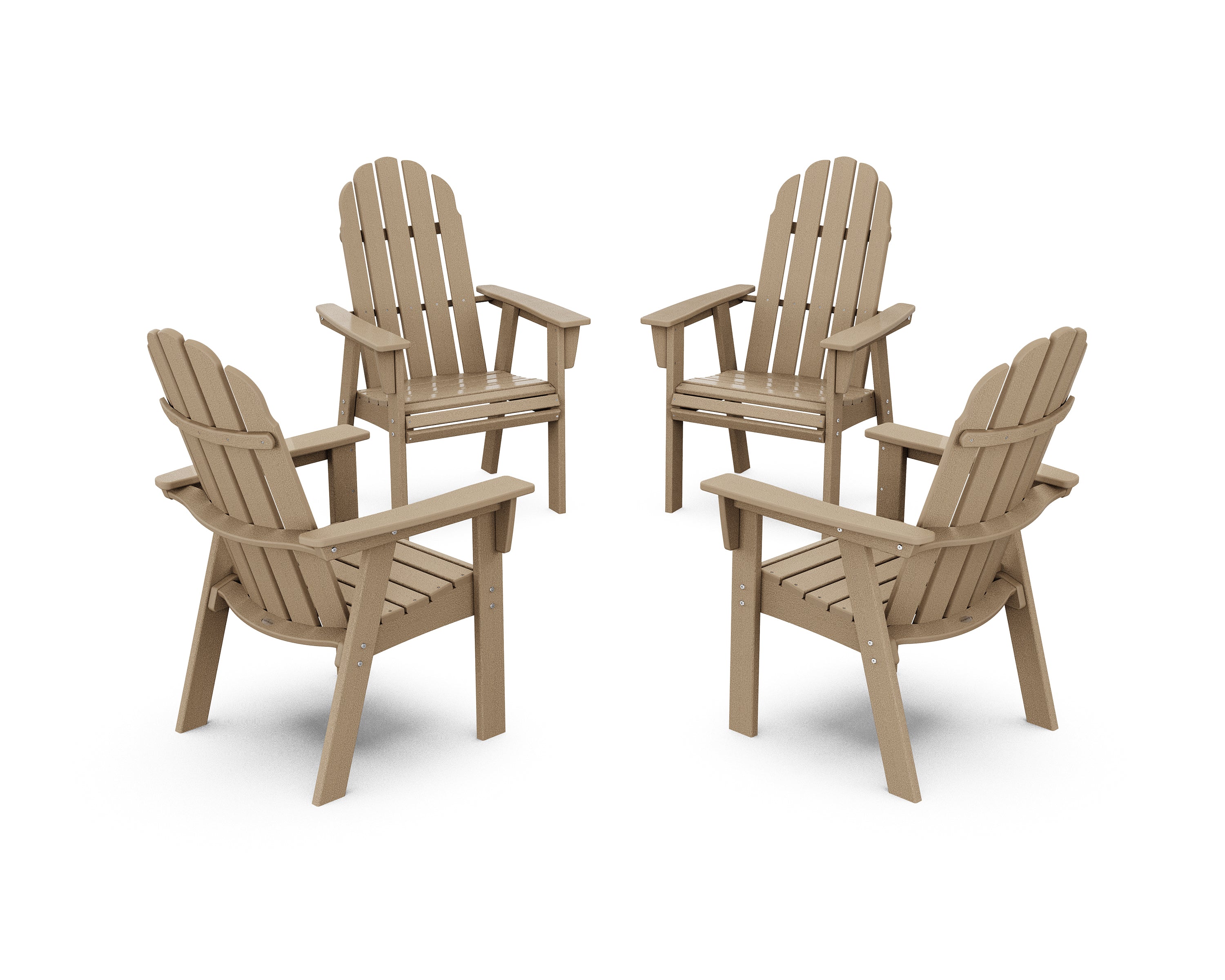 POLYWOOD® Vineyard 4-Piece Curveback Upright Adirondack Conversation Set in Vintage Sahara