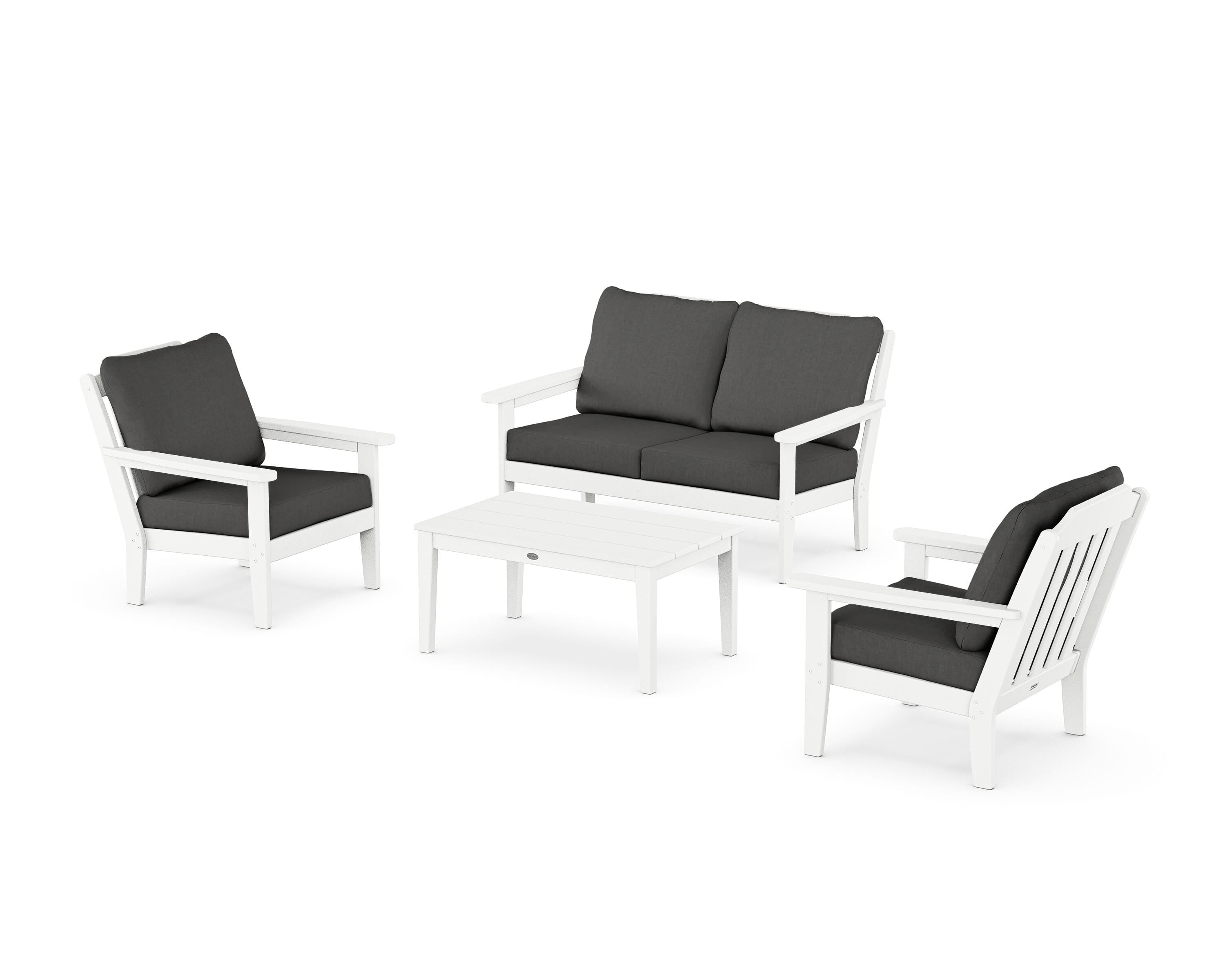 Country Living Cottage 4-Piece Deep Seating Set with Loveseat in White / Spectrum Carbon