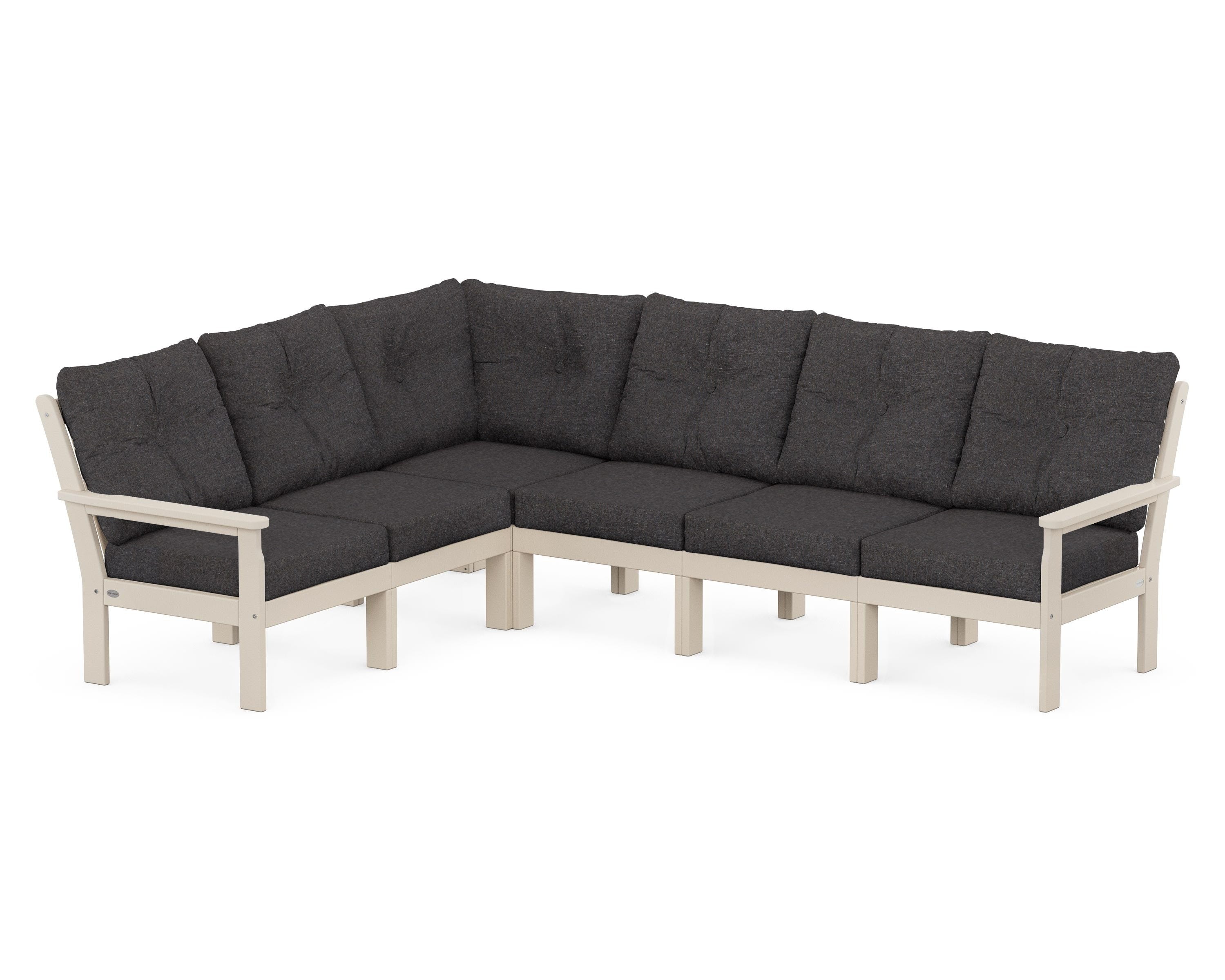 POLYWOOD Vineyard 6-Piece Sectional in Sand / Ash Charcoal