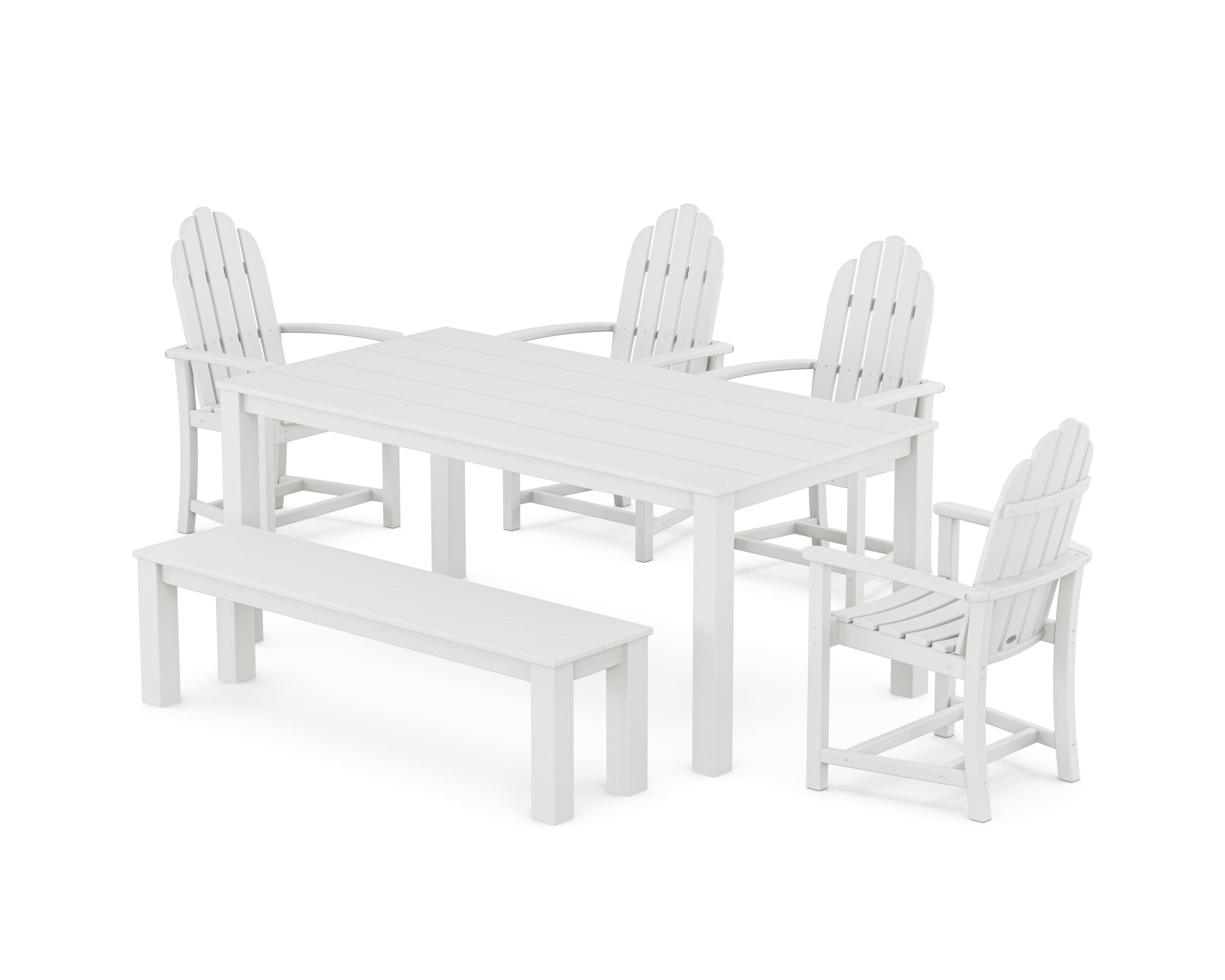 POLYWOOD Classic Adirondack 6-Piece Parsons Dining Set with Bench in White