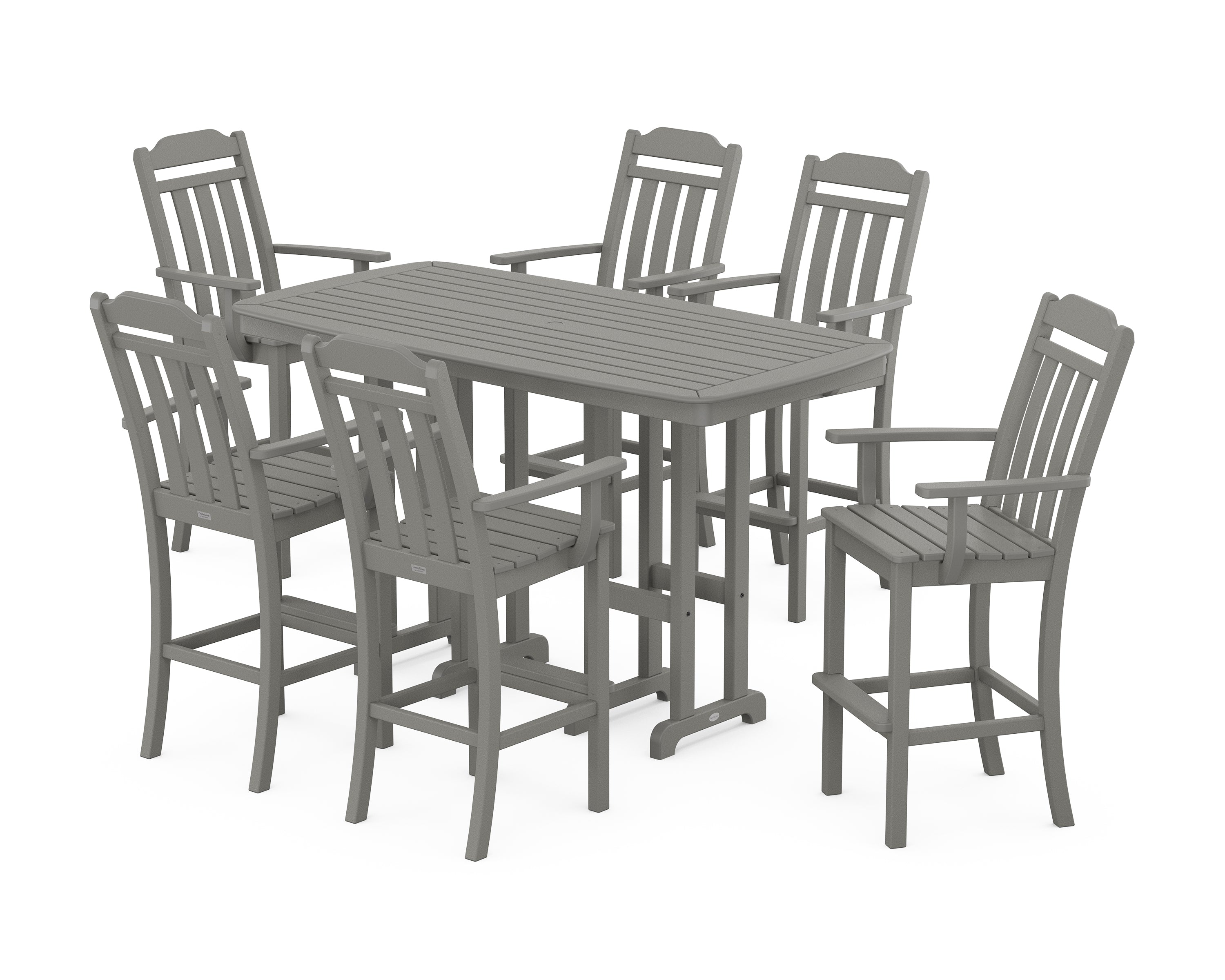 Country Living Cottage Arm Chair 7-Piece Bar Set in Slate Grey