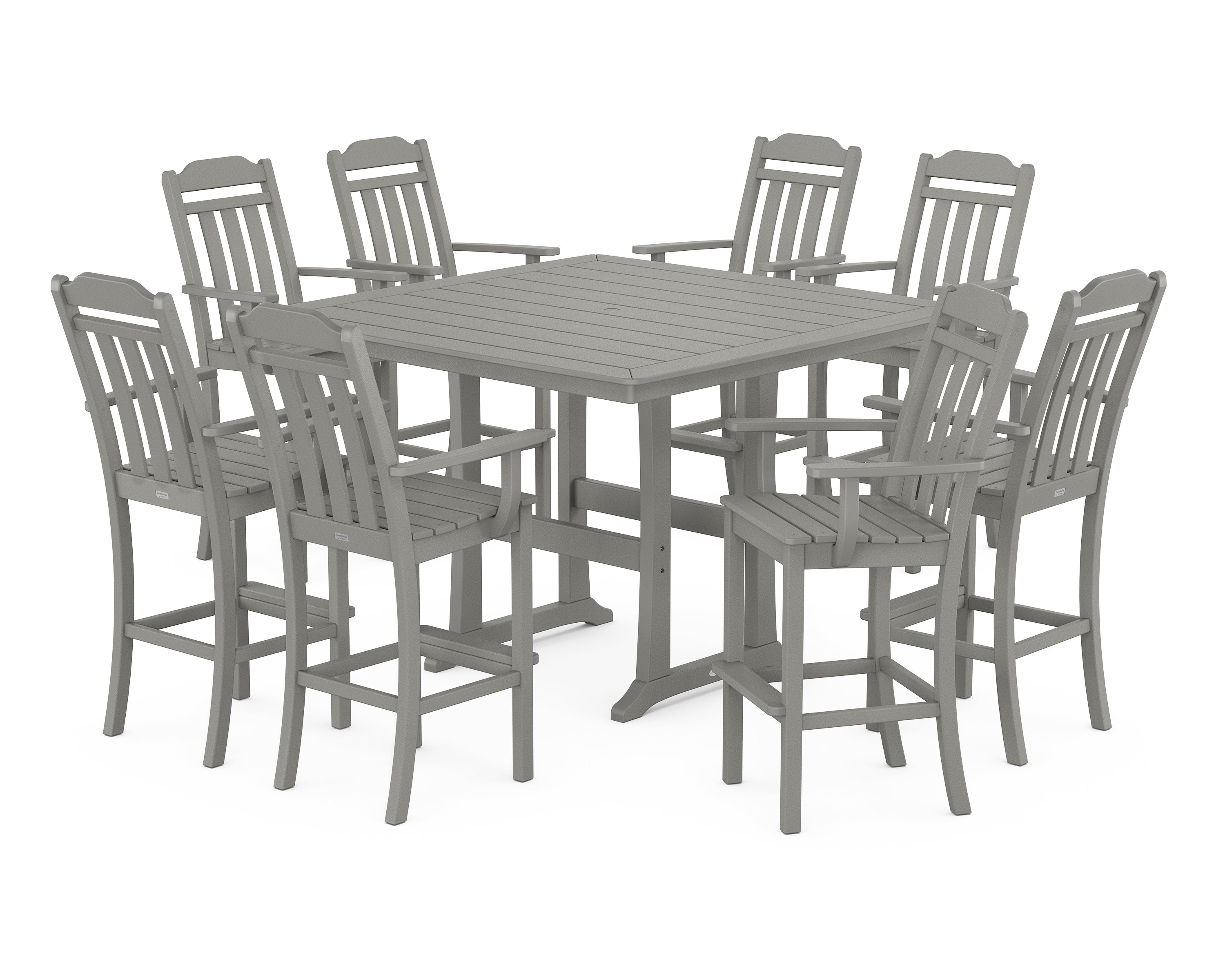 Country Living Cottage 9-Piece Bar Set with Trestle Legs in Slate Grey