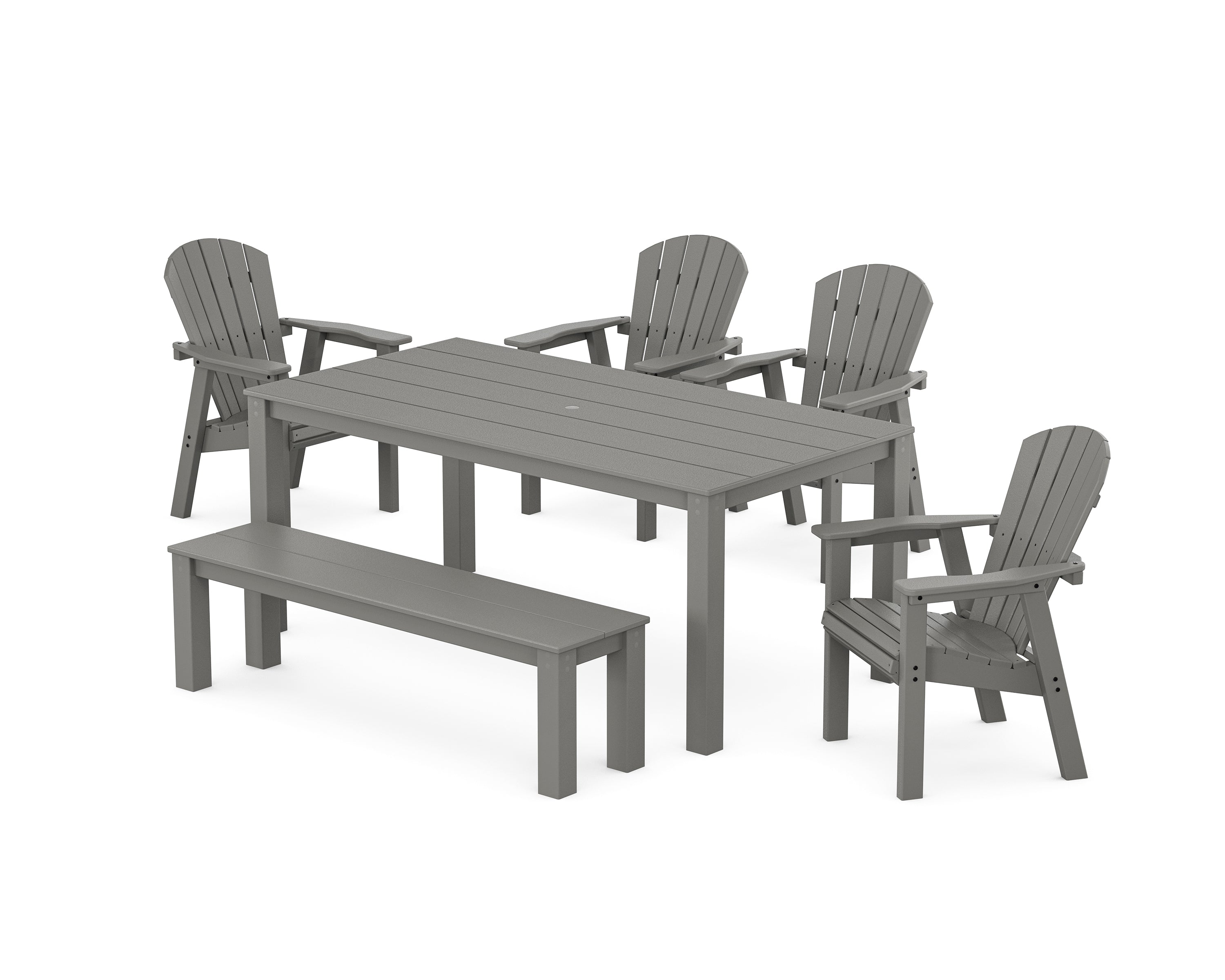 POLYWOOD Seashell 6-Piece Parsons Dining Set with Bench in Slate Grey