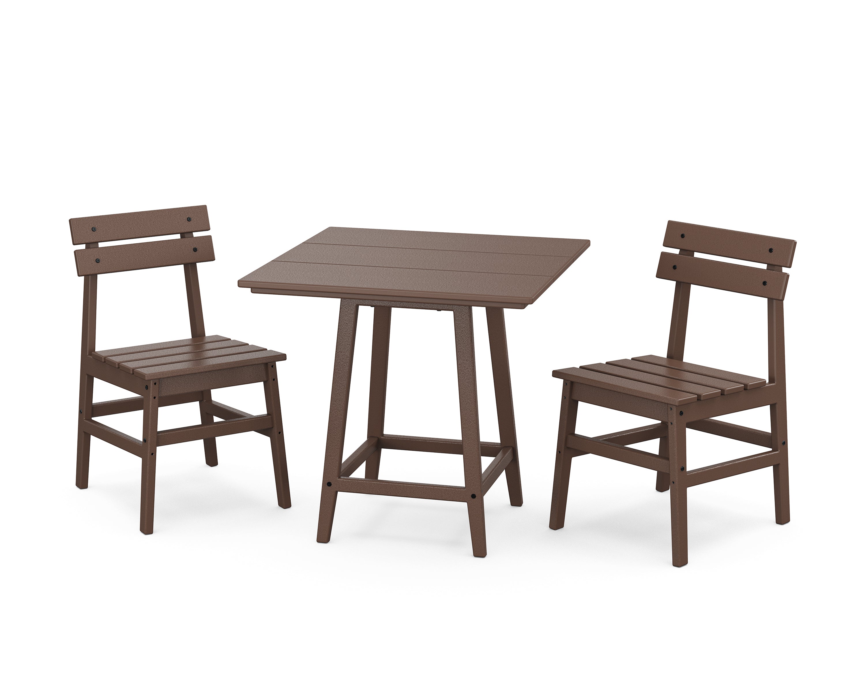 POLYWOOD Modern Studio Plaza Chair 3-Piece Bistro Dining Set in Mahogany