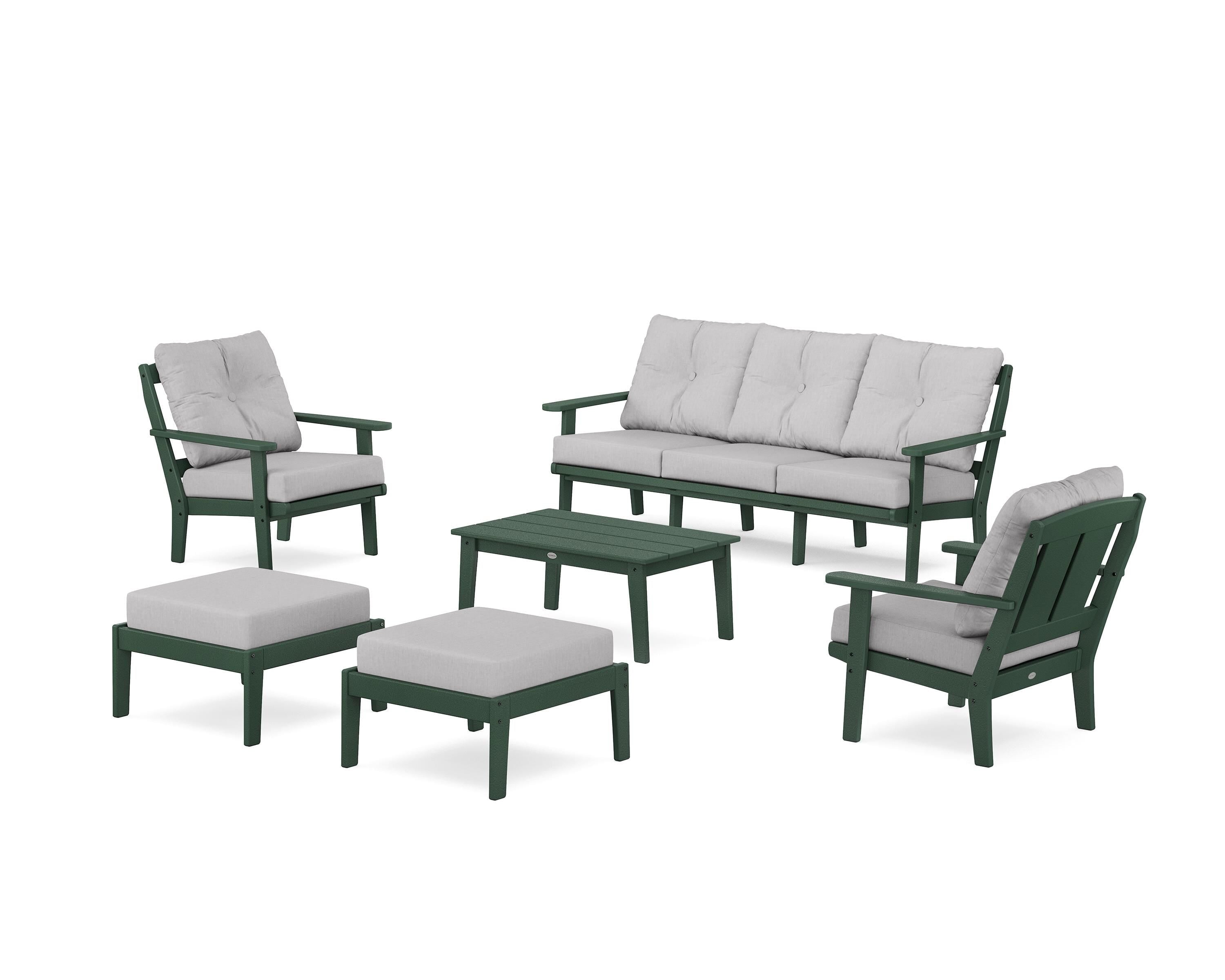 POLYWOOD Mission 6-Piece Lounge Sofa Set in Green / Granite