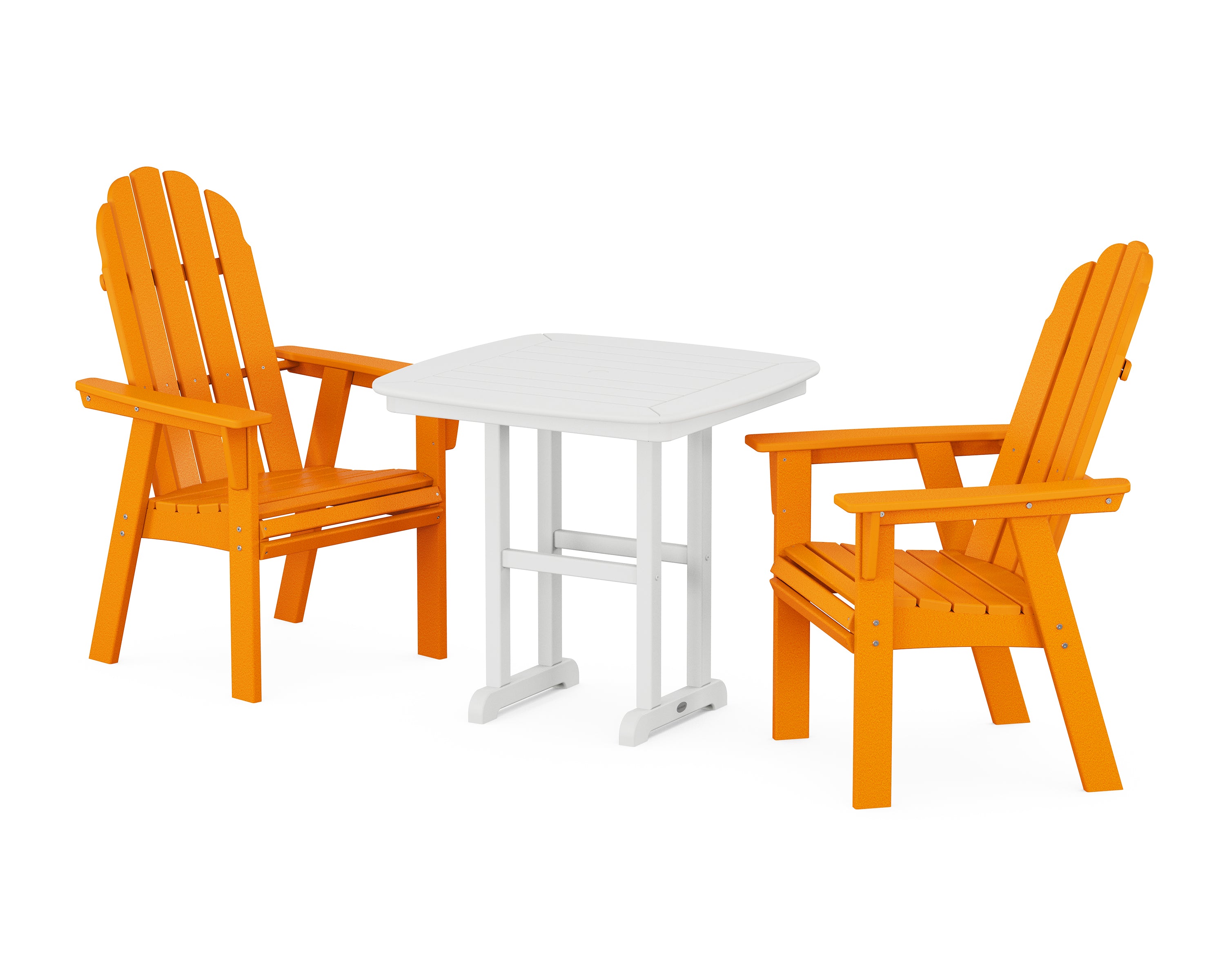 POLYWOOD Vineyard Adirondack 3-Piece Dining Set in Tangerine / White