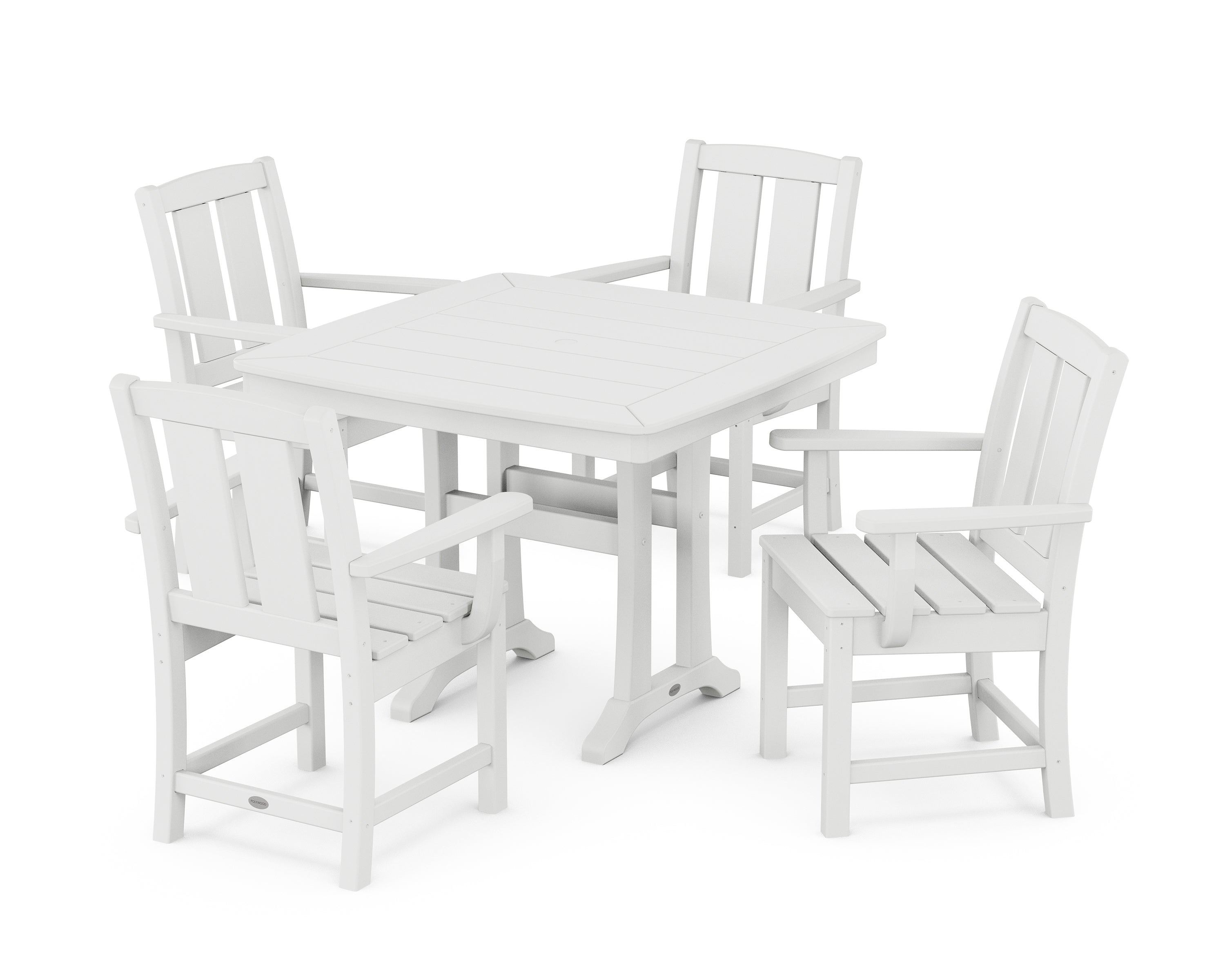 POLYWOOD® Mission 5-Piece Dining Set with Trestle Legs in White