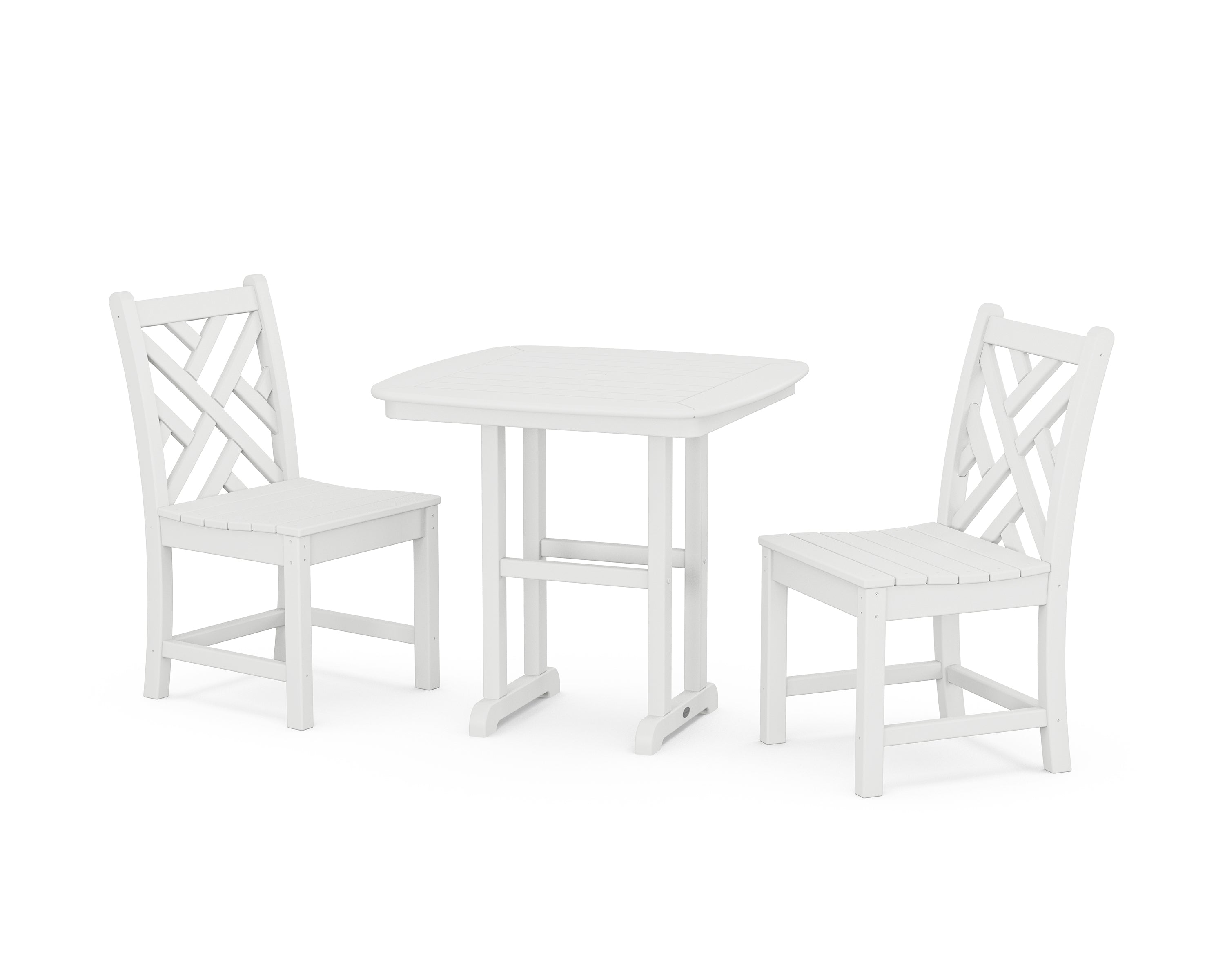 POLYWOOD® Chippendale Side Chair 3-Piece Dining Set in White