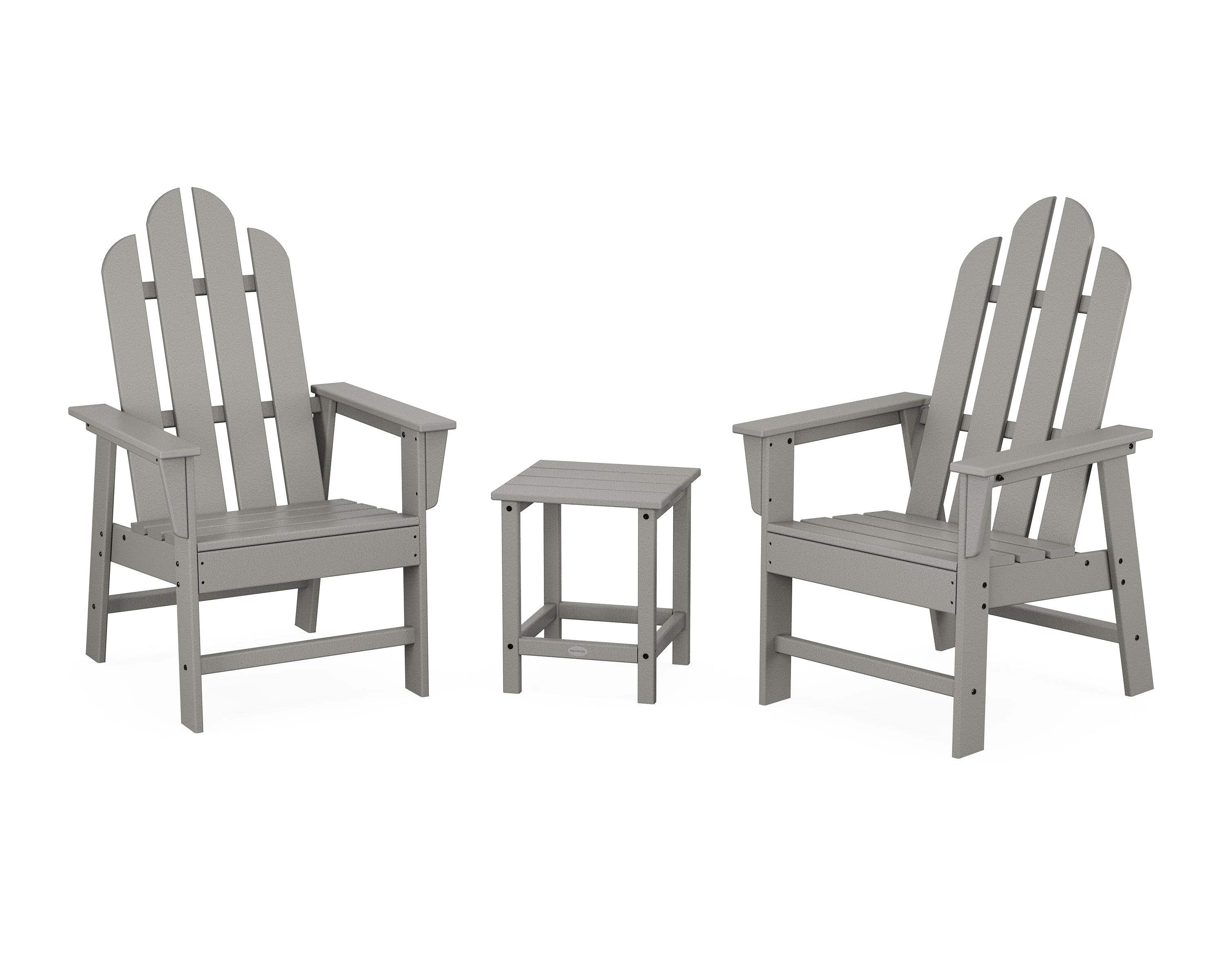 POLYWOOD Long Island 3-Piece Upright Adirondack Chair Set in Slate Grey