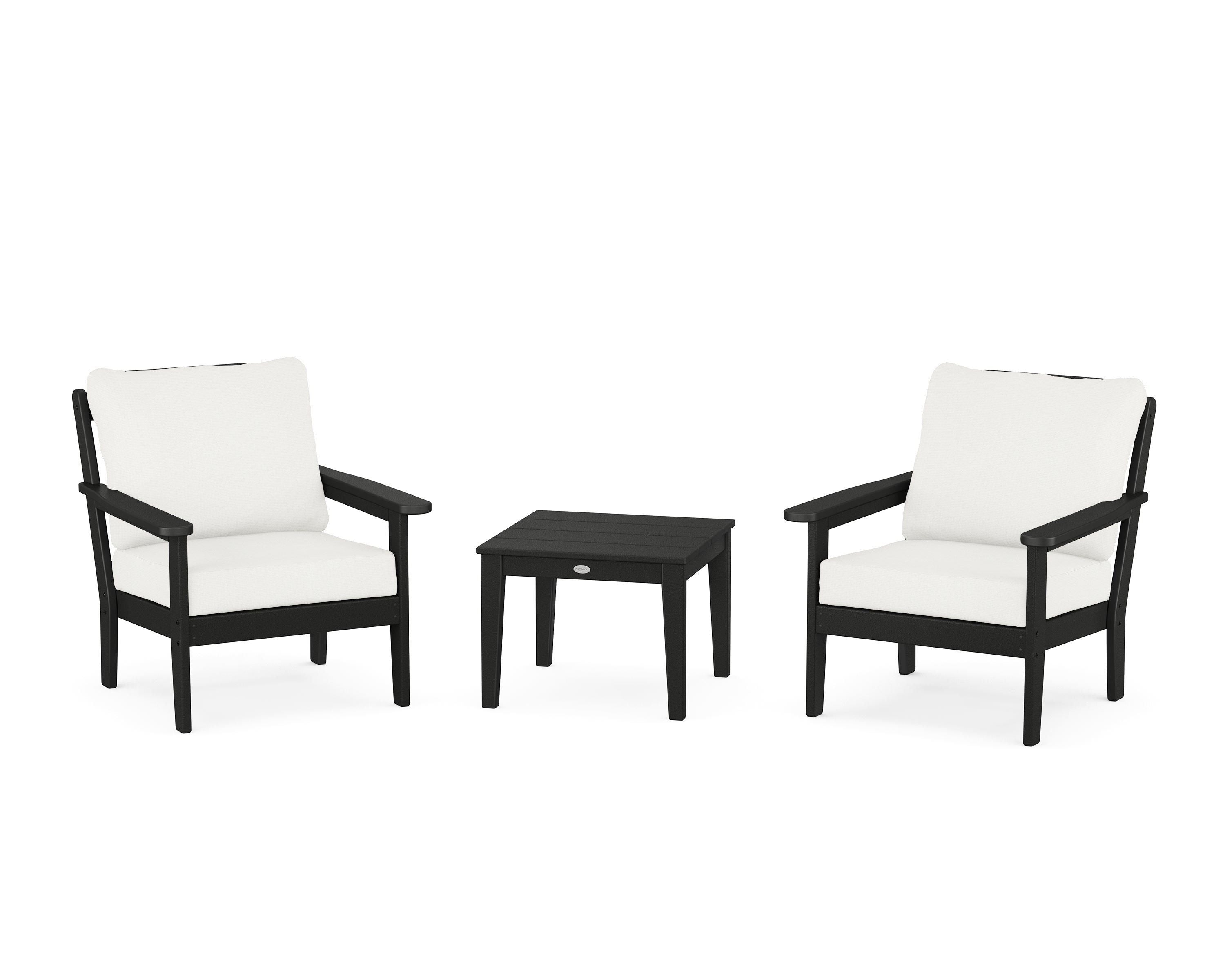 Country Living Cottage 3-Piece Deep Seating Set in Black / Natural Linen