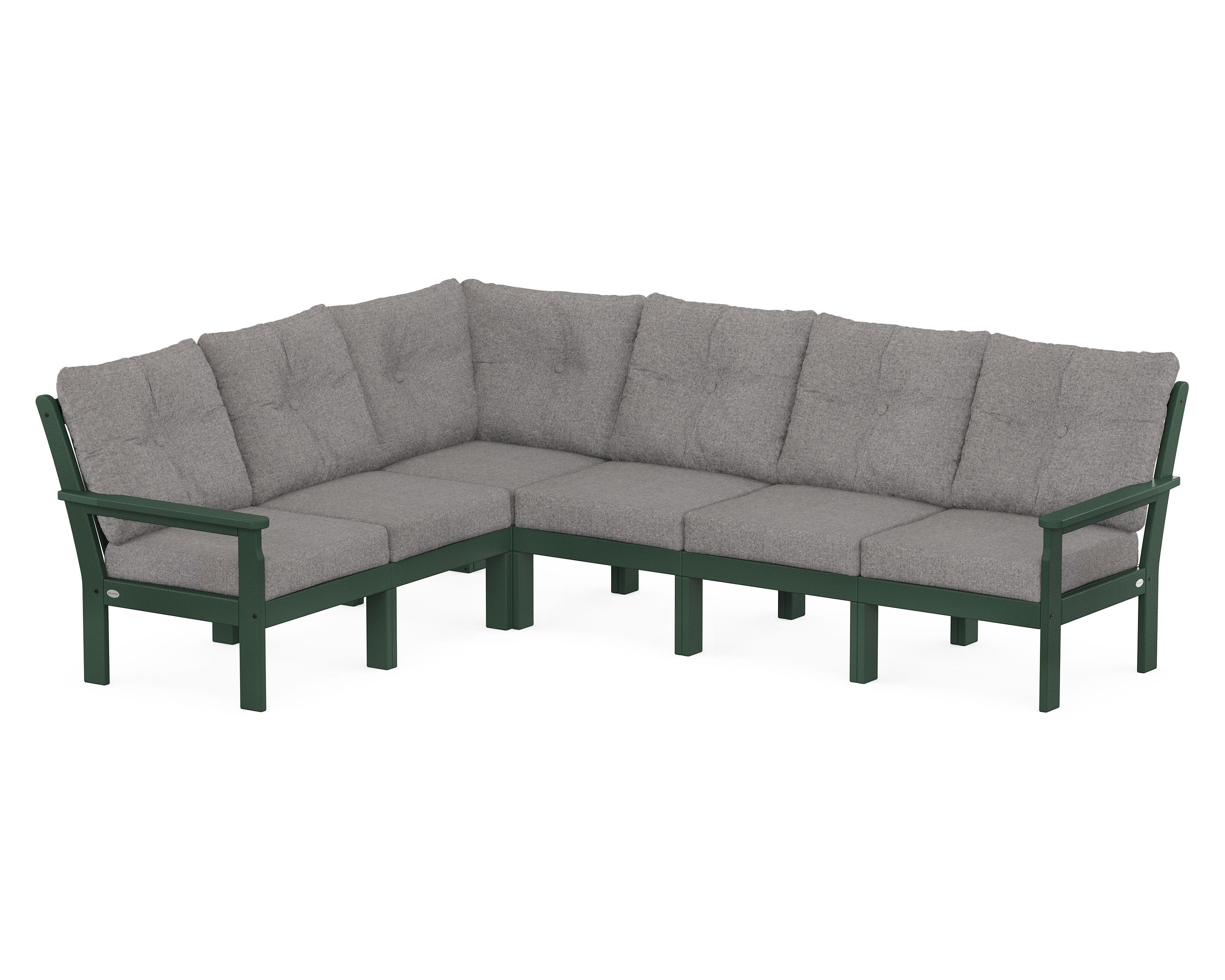 POLYWOOD Vineyard 6-Piece Sectional in Green / Grey Mist